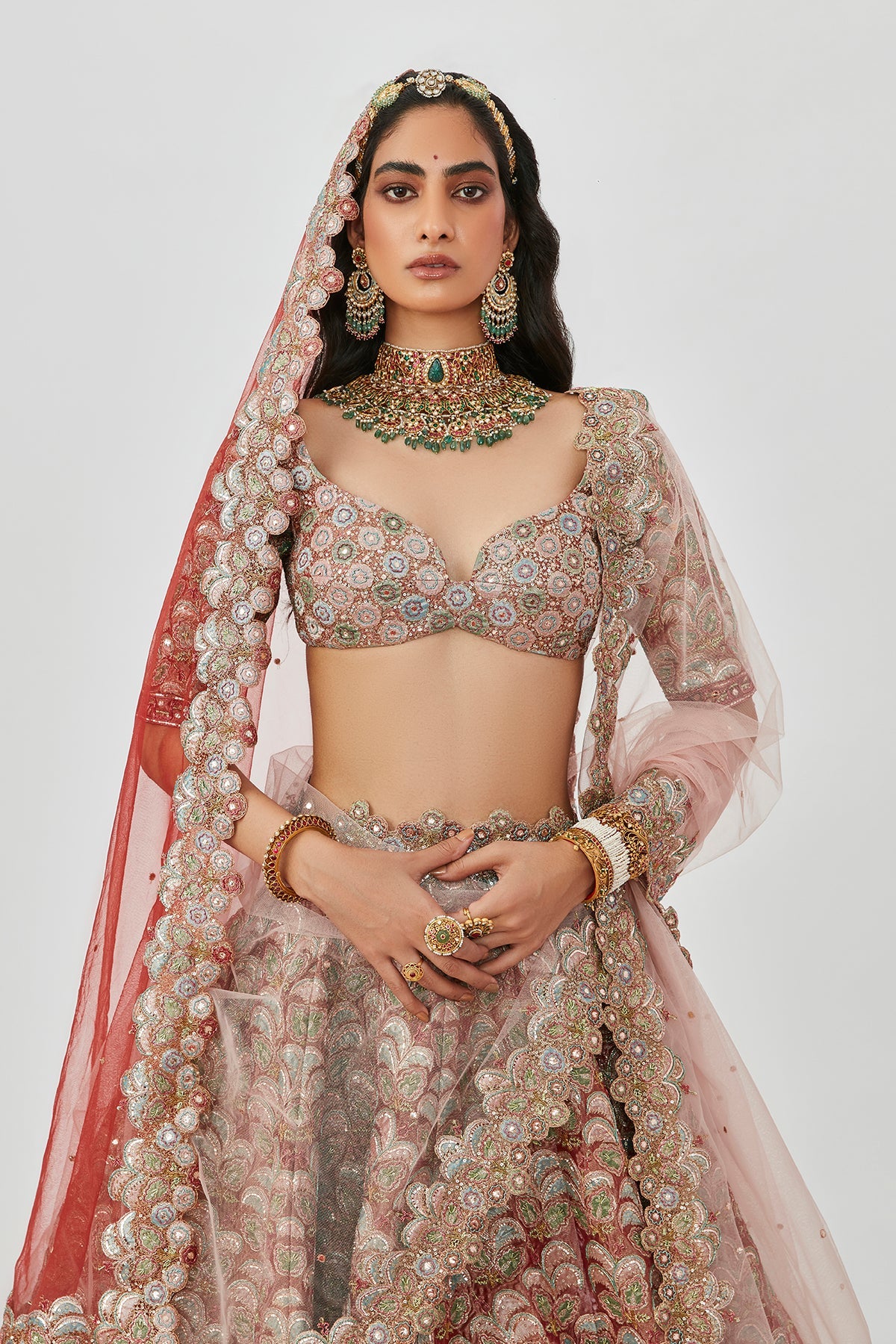 Tara - Rust Tissue Lehenga Set