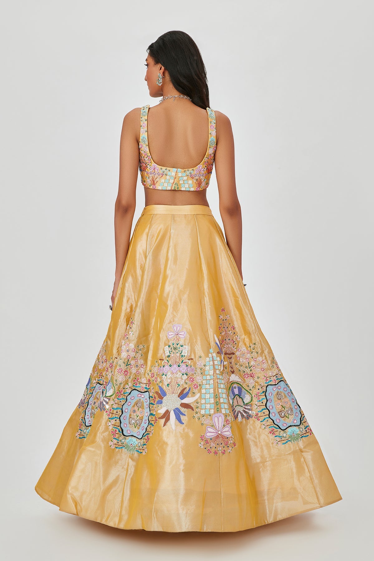 Nasima - Yellow Tissue Lehenga Set
