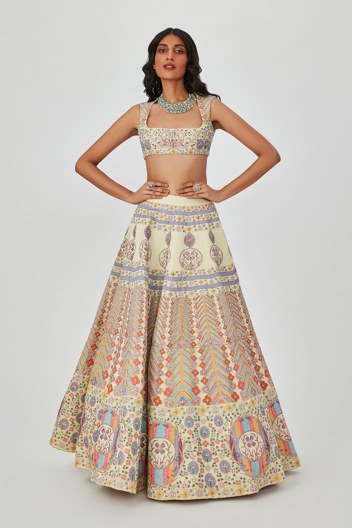 Alaya F In Soraya - Beige Kasab Satin Lehenga Set