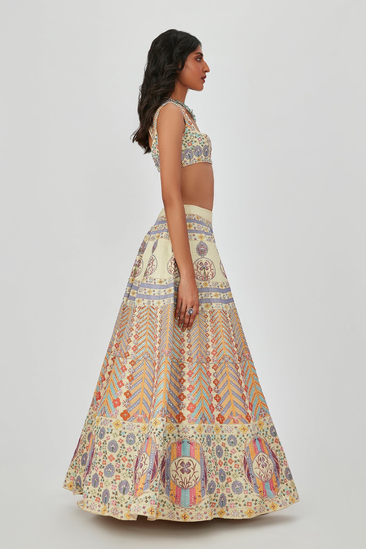Alaya F In Soraya - Beige Kasab Satin Lehenga Set