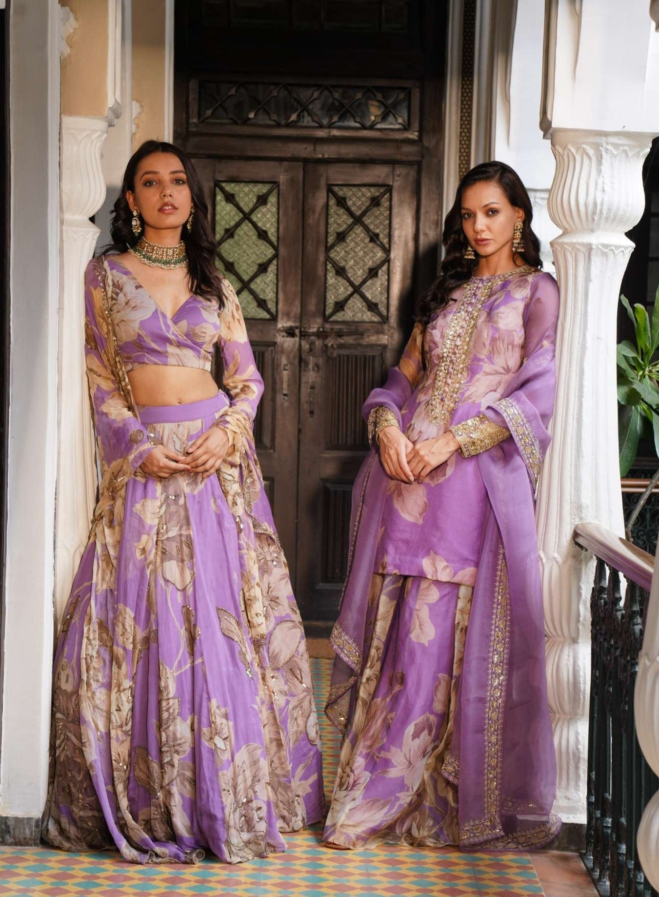 Lavender Floral Lehenga Set