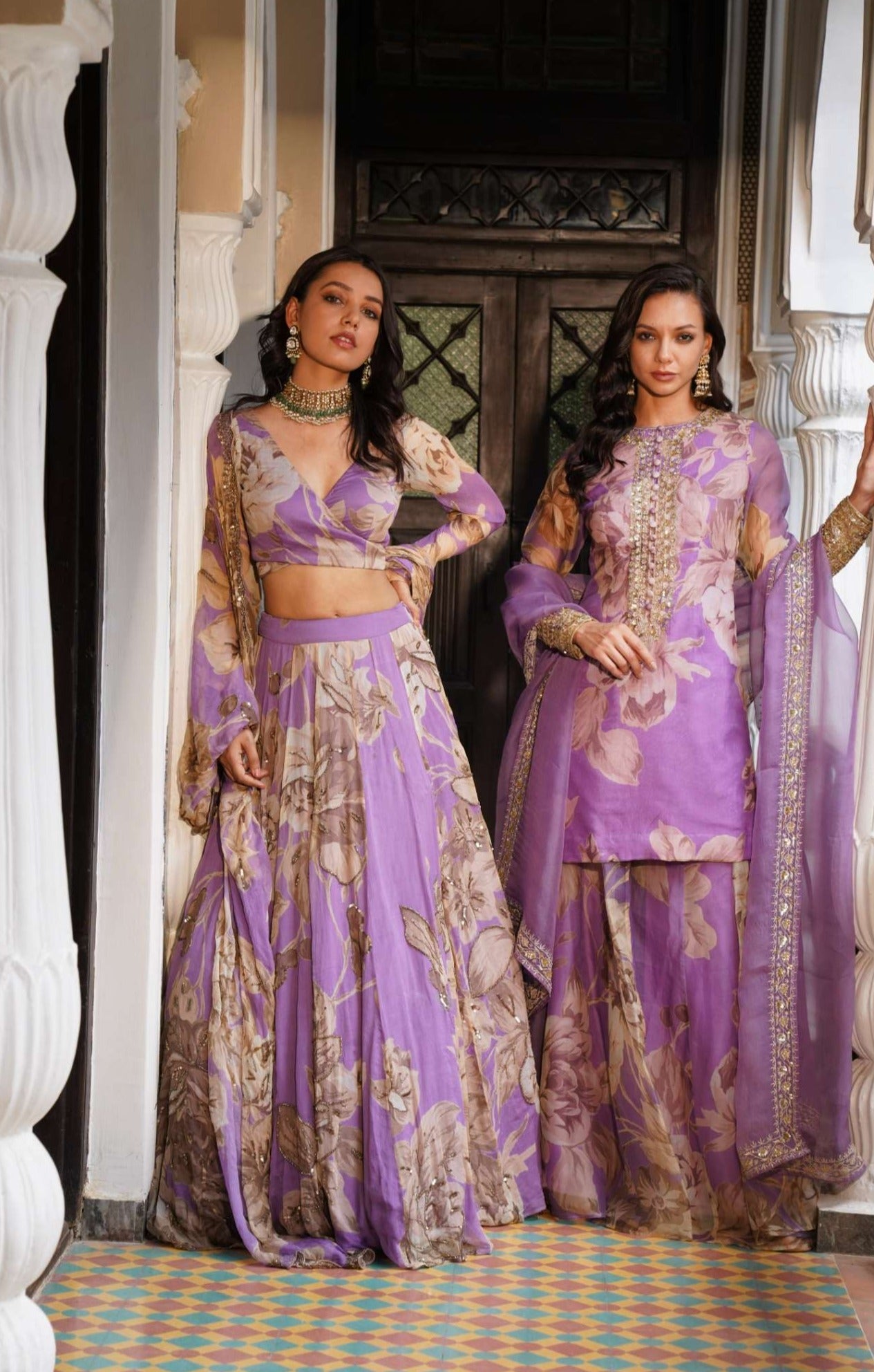 Lavender Floral Lehenga Set