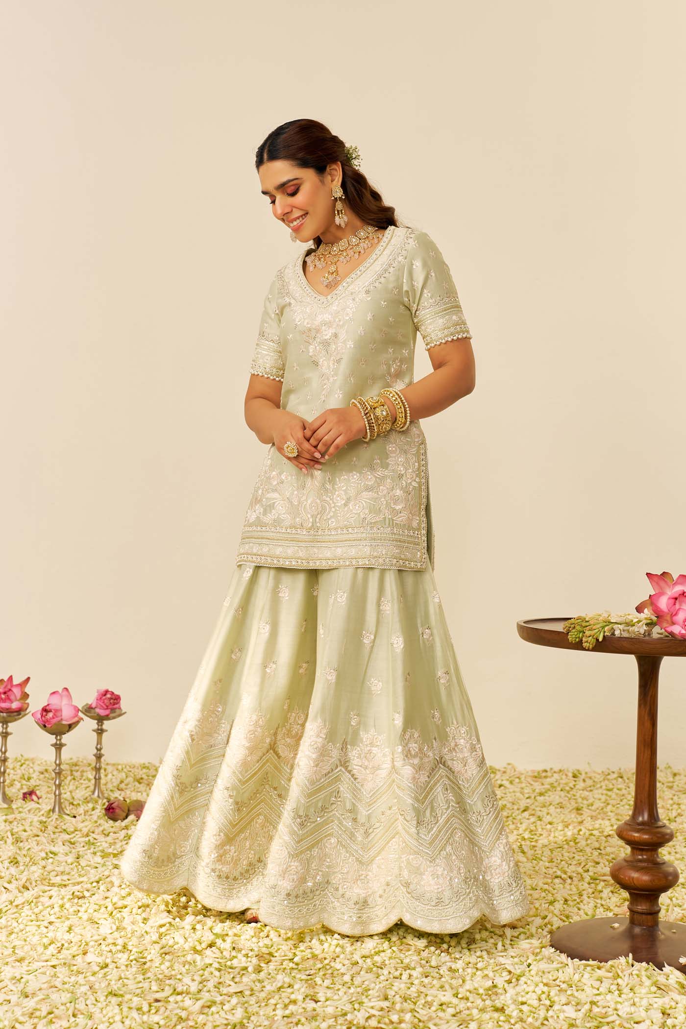 Sameeha - Short Kurta With Sharara
