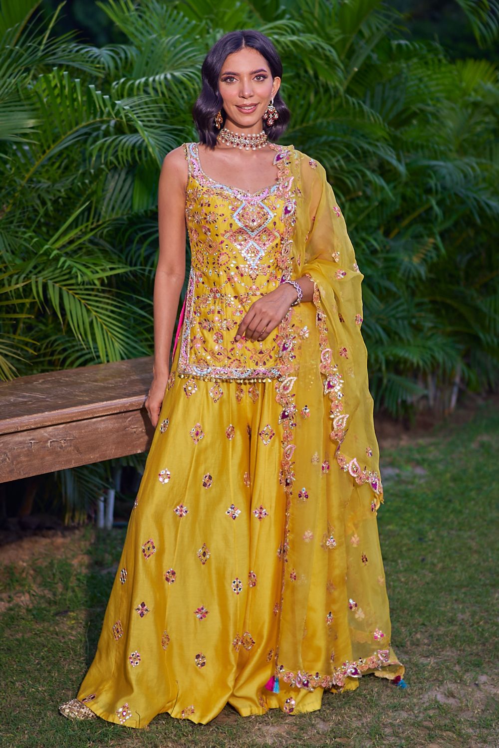 Mustard Sharara Set