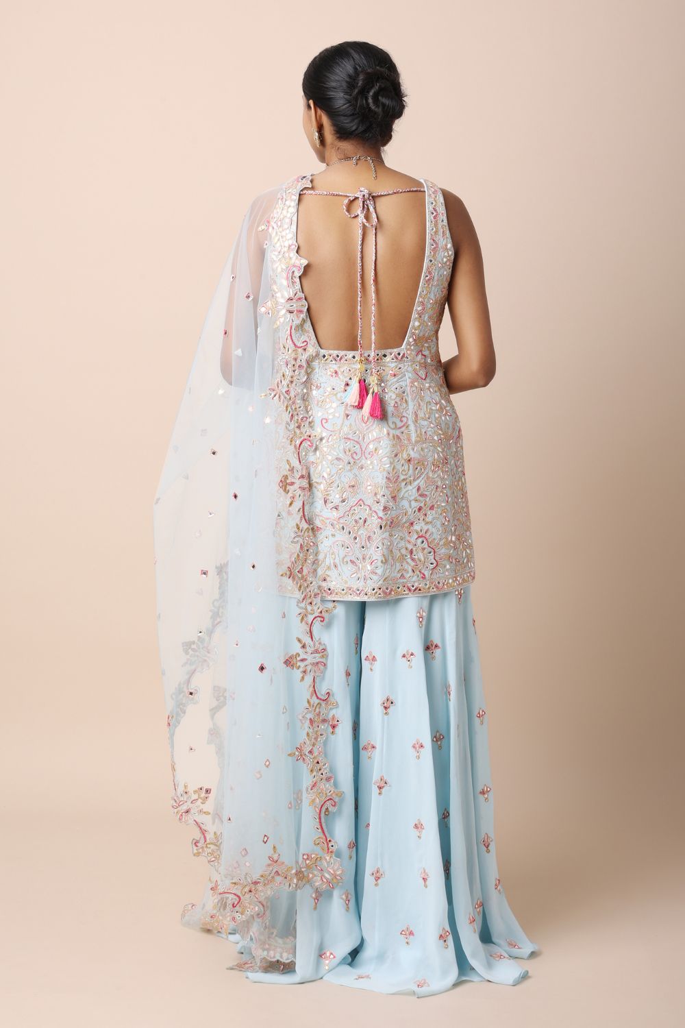 Blue Georgette Sharara Set