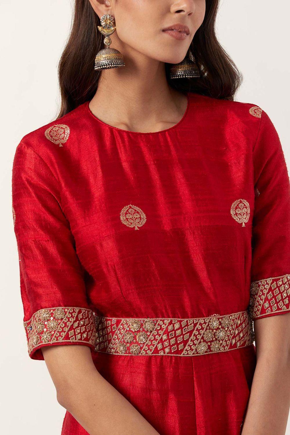 Surkh Laal Banarasi Silk Jumpsuit