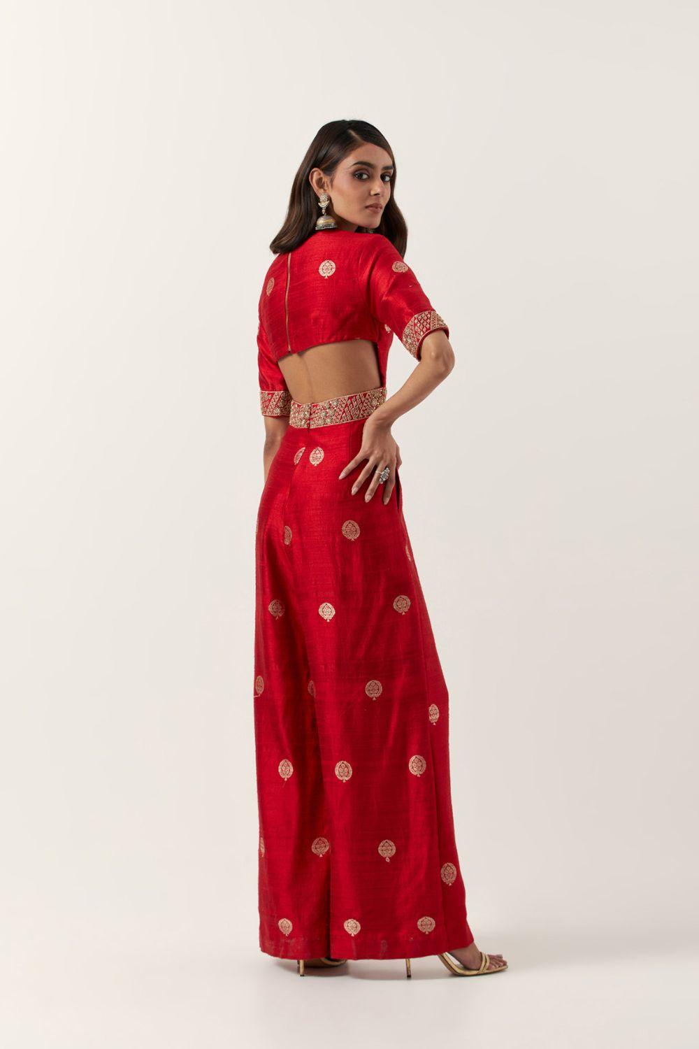 Surkh Laal Banarasi Silk Jumpsuit