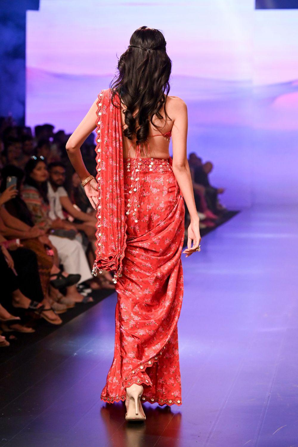 Surkh Laal Predraped Saree