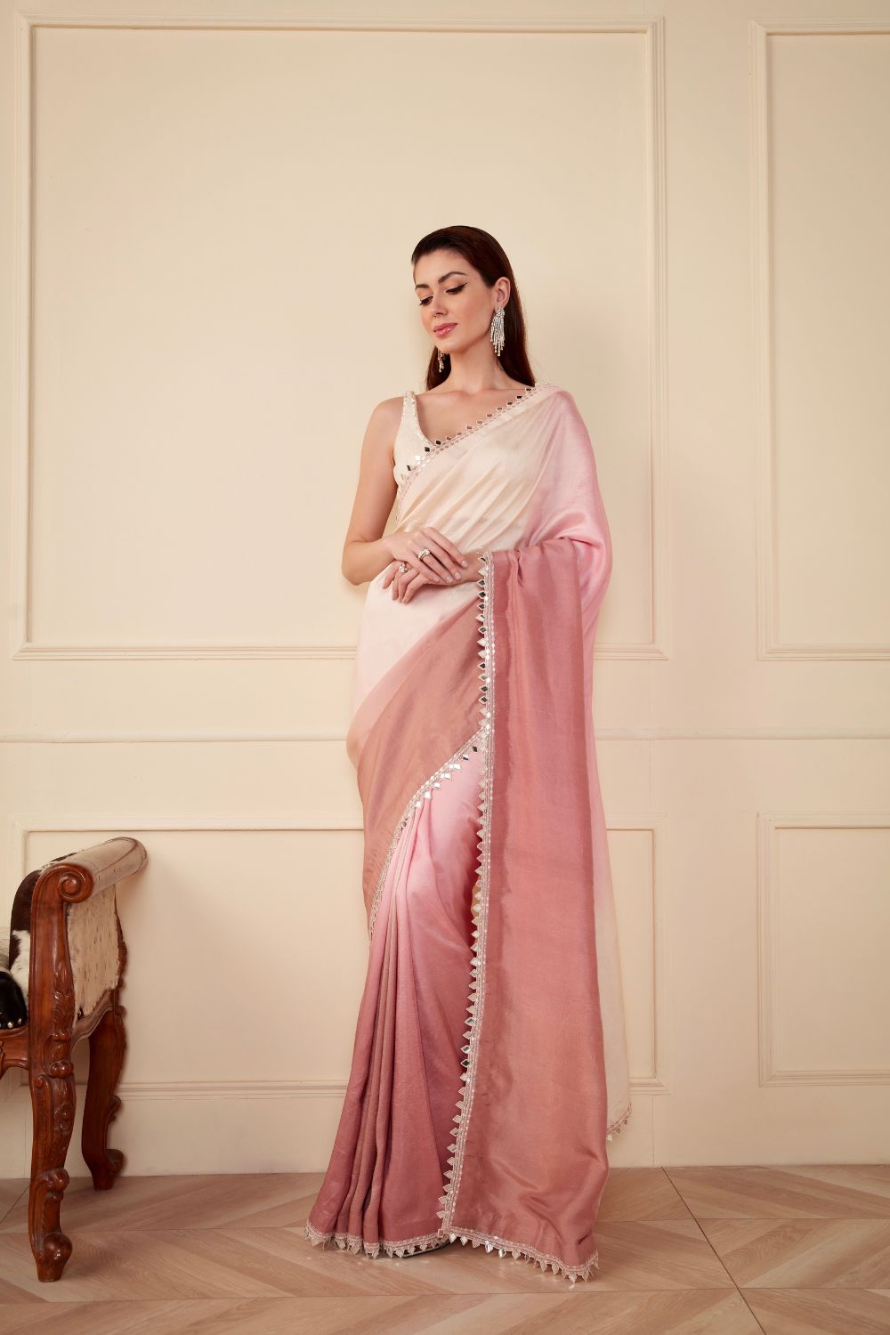 Dusky pink ombré saree