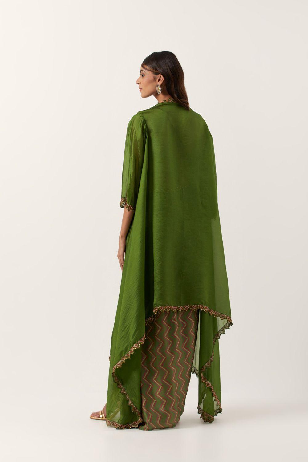 Pickle Green Draped Skirt Set