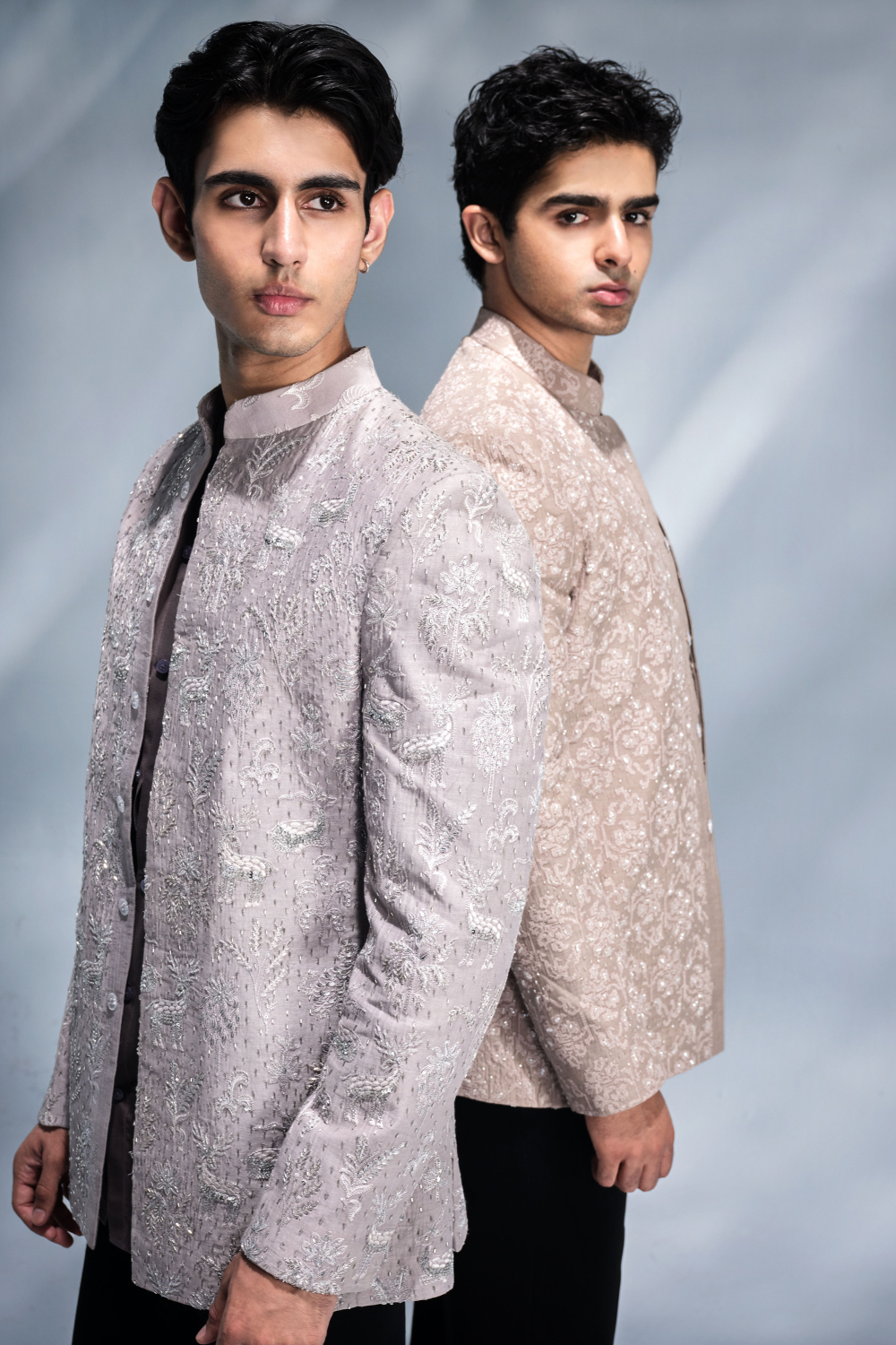 Taupe threadwork bandhgala