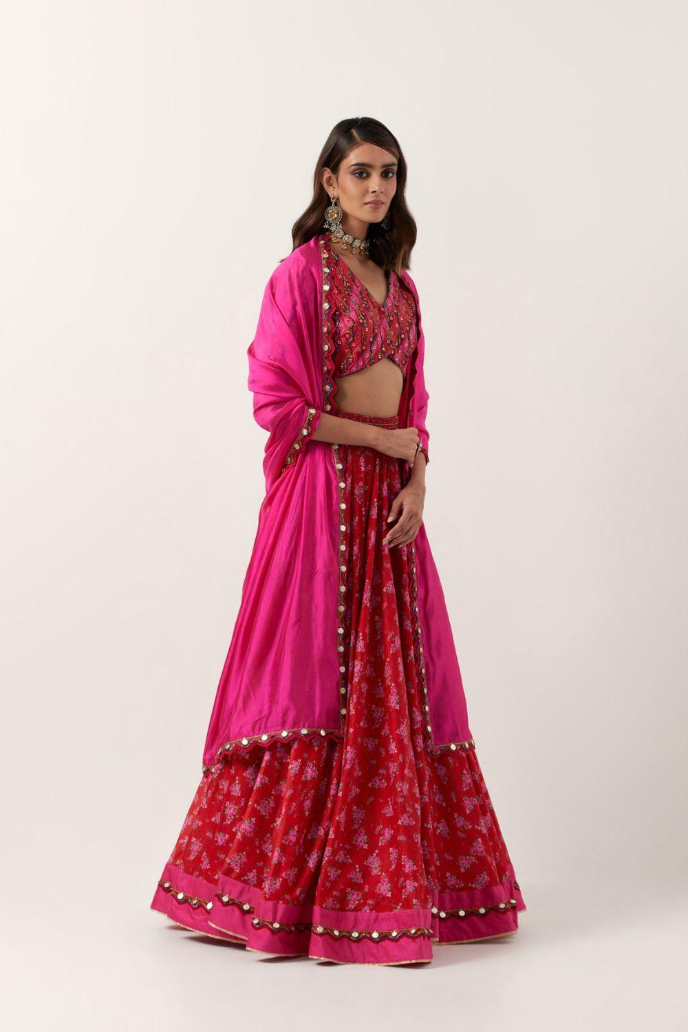 Surkh Laal Lehenga with Blouse And Dupatta