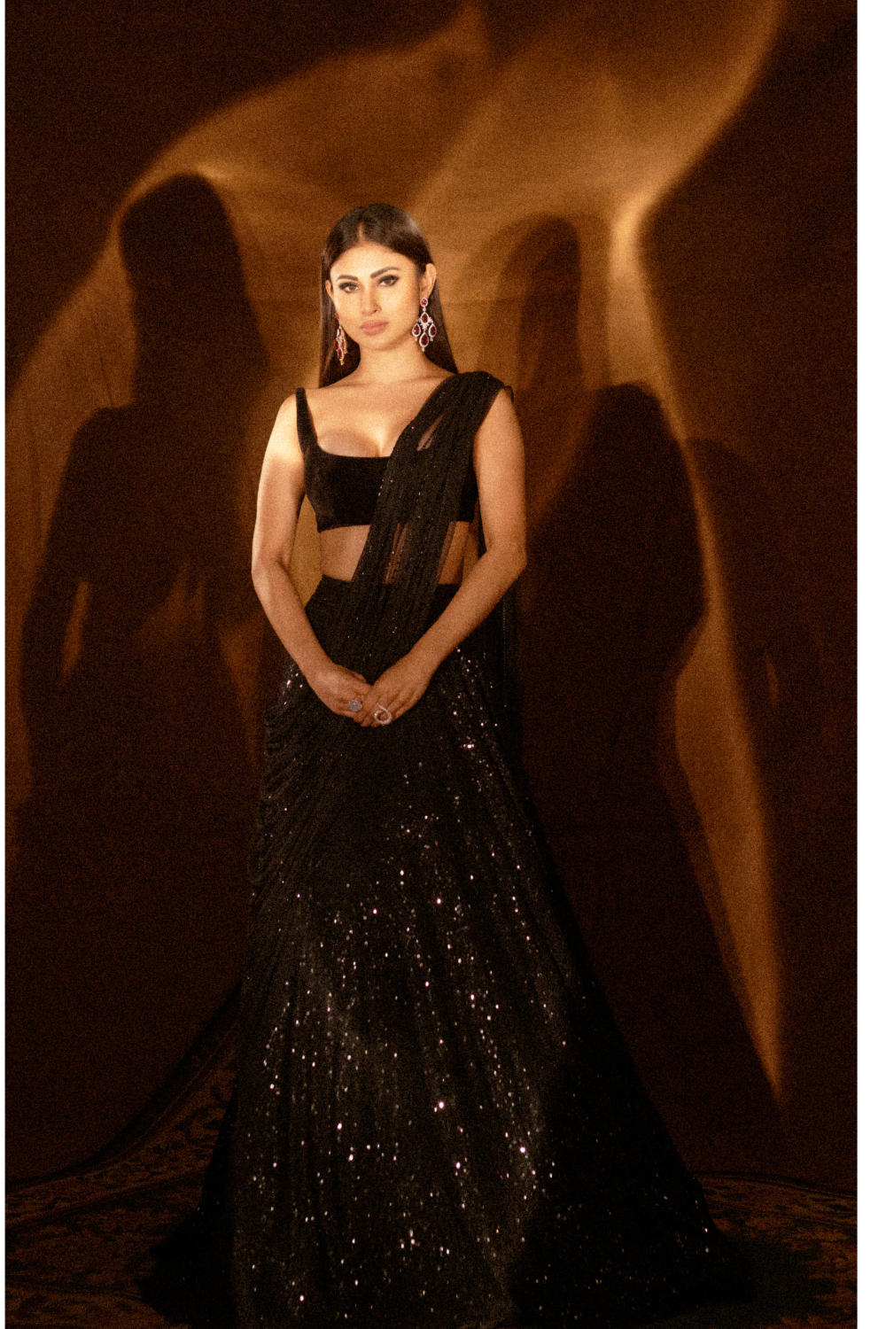 Mouni Roy in Black sequins lehenga