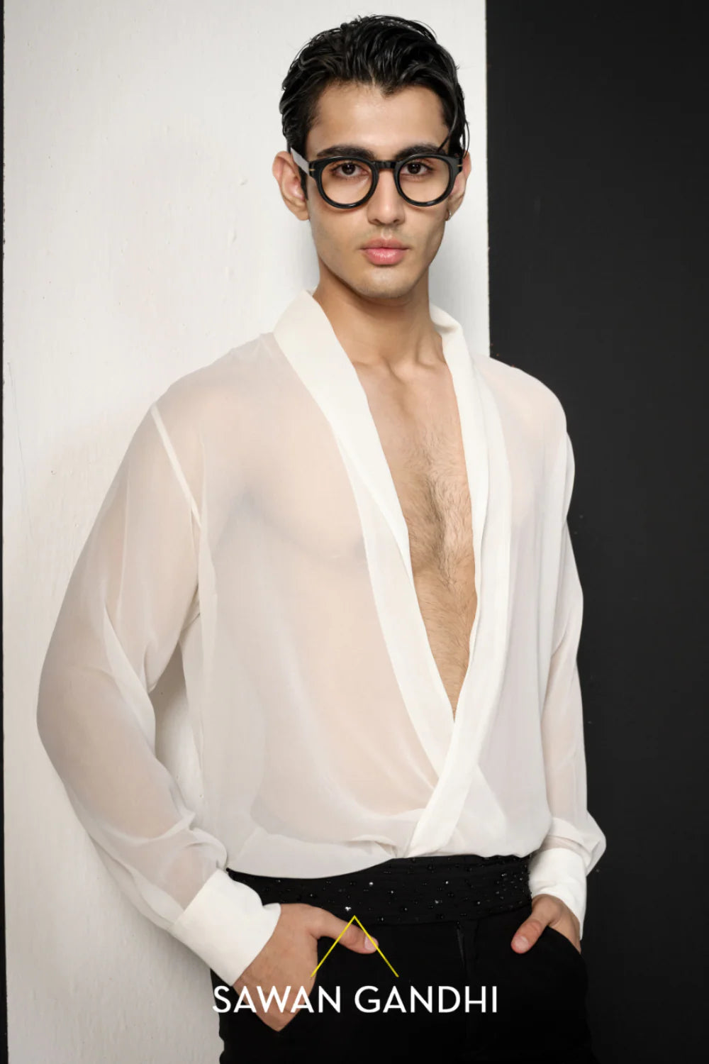 Black ombre bandhgala