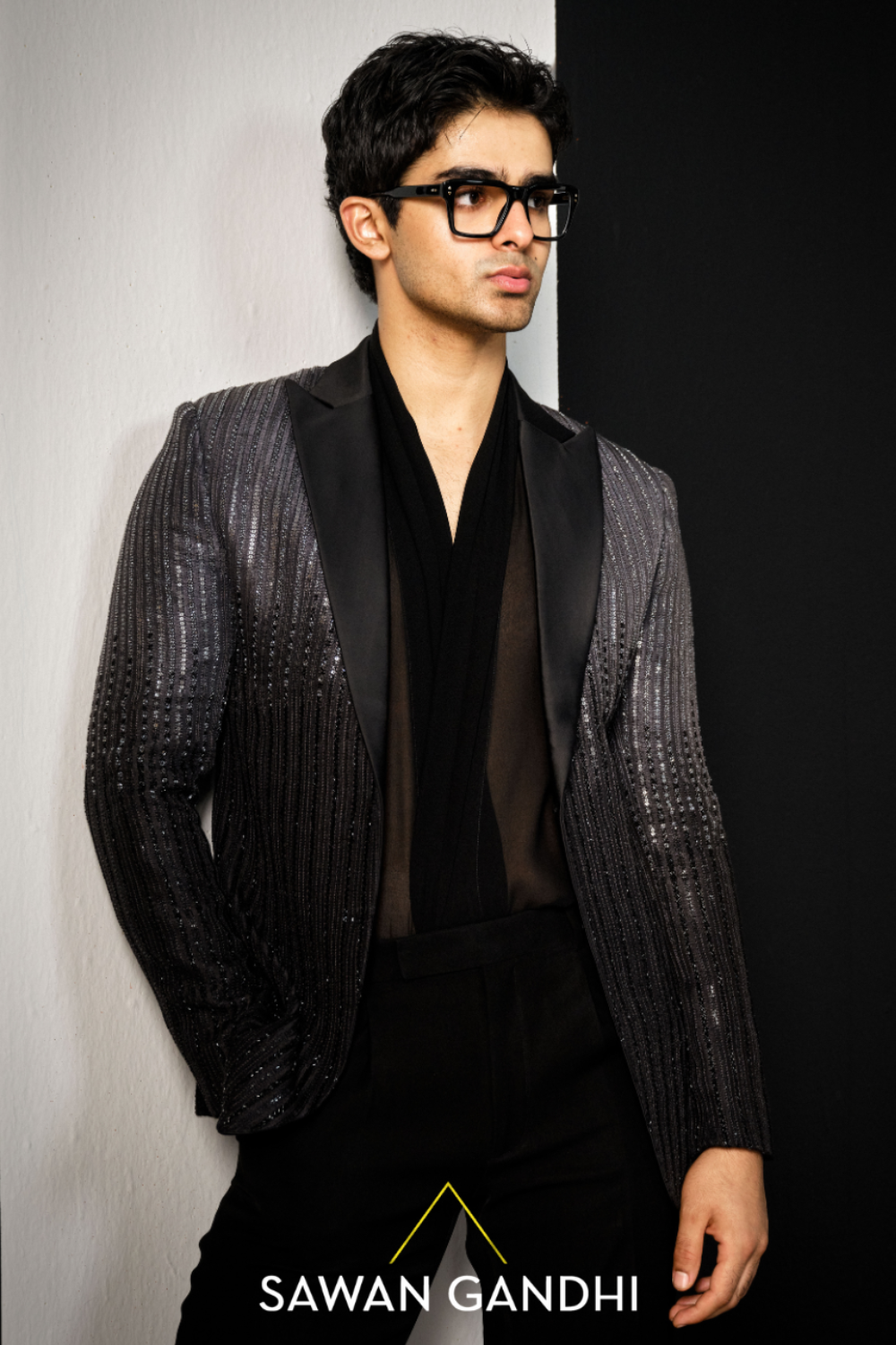Grey to black ombré jacket