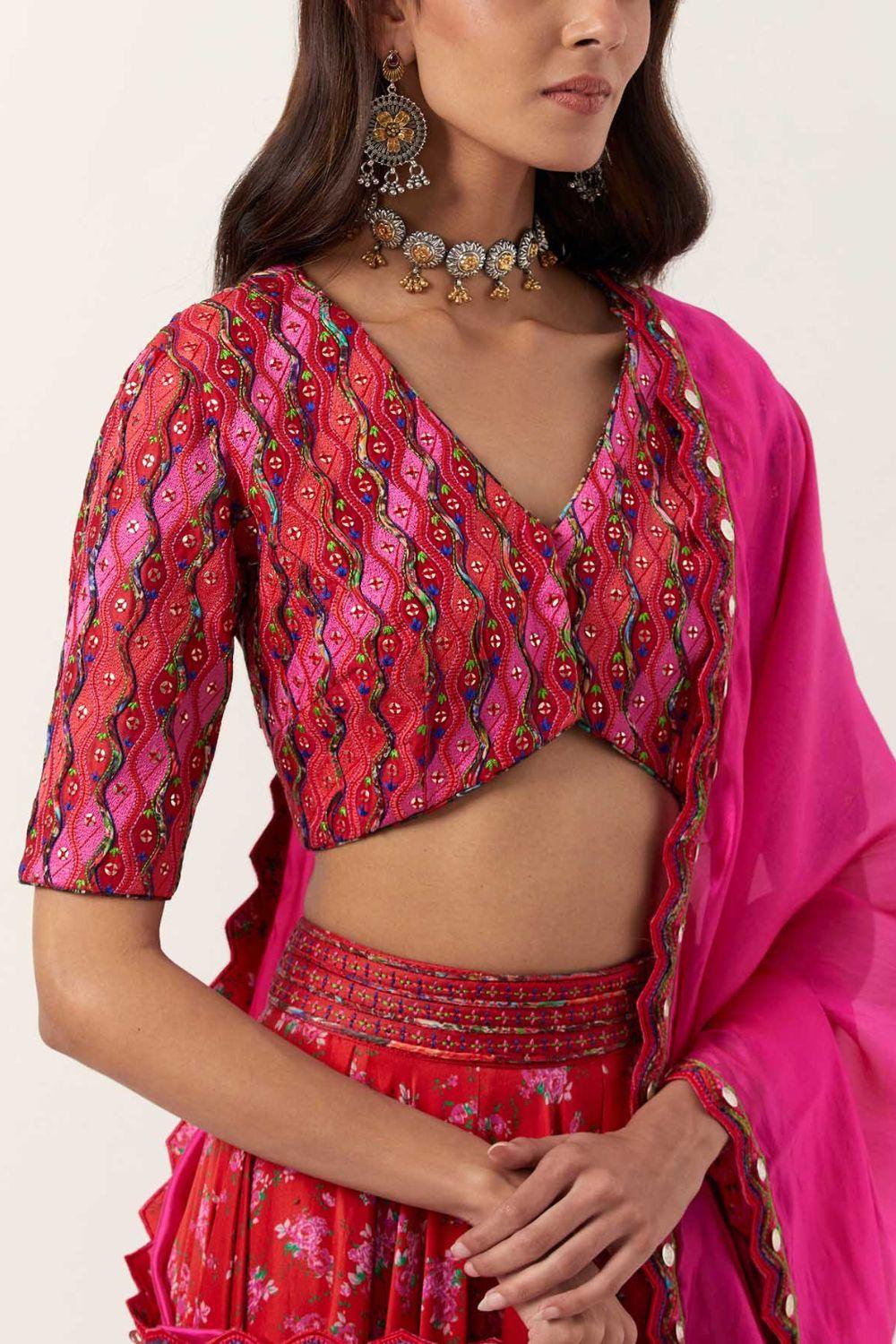 Surkh Laal Lehenga with Blouse And Dupatta