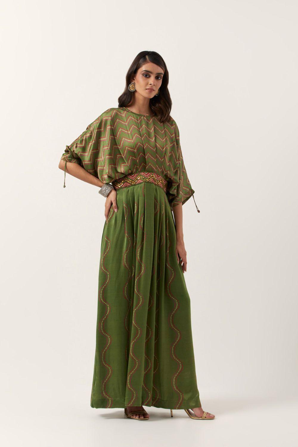 Pickle Green Waistbelt Dress M