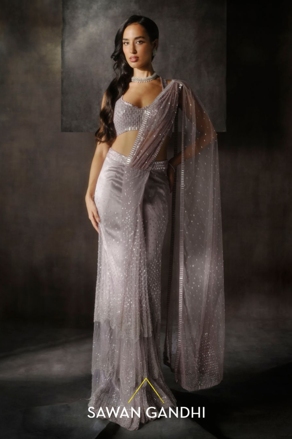 MAUVE DRAPE SAREE