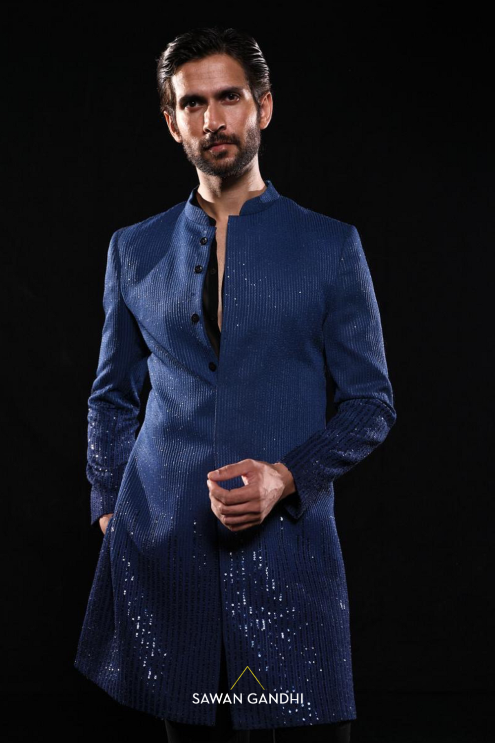 Blue ombre sherwani
