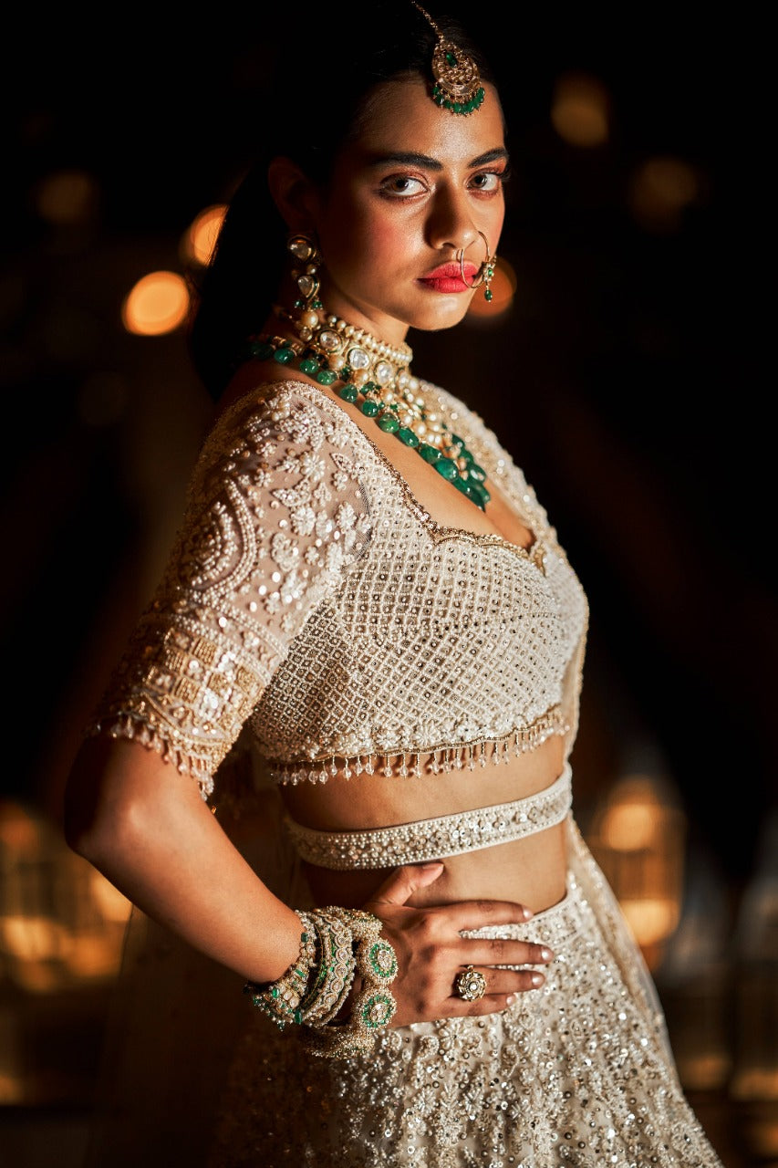 Cream & Gold Lehenga Set