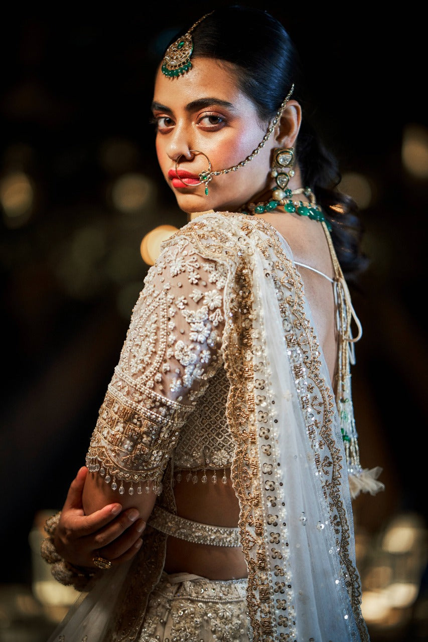 Cream & Gold Lehenga Set