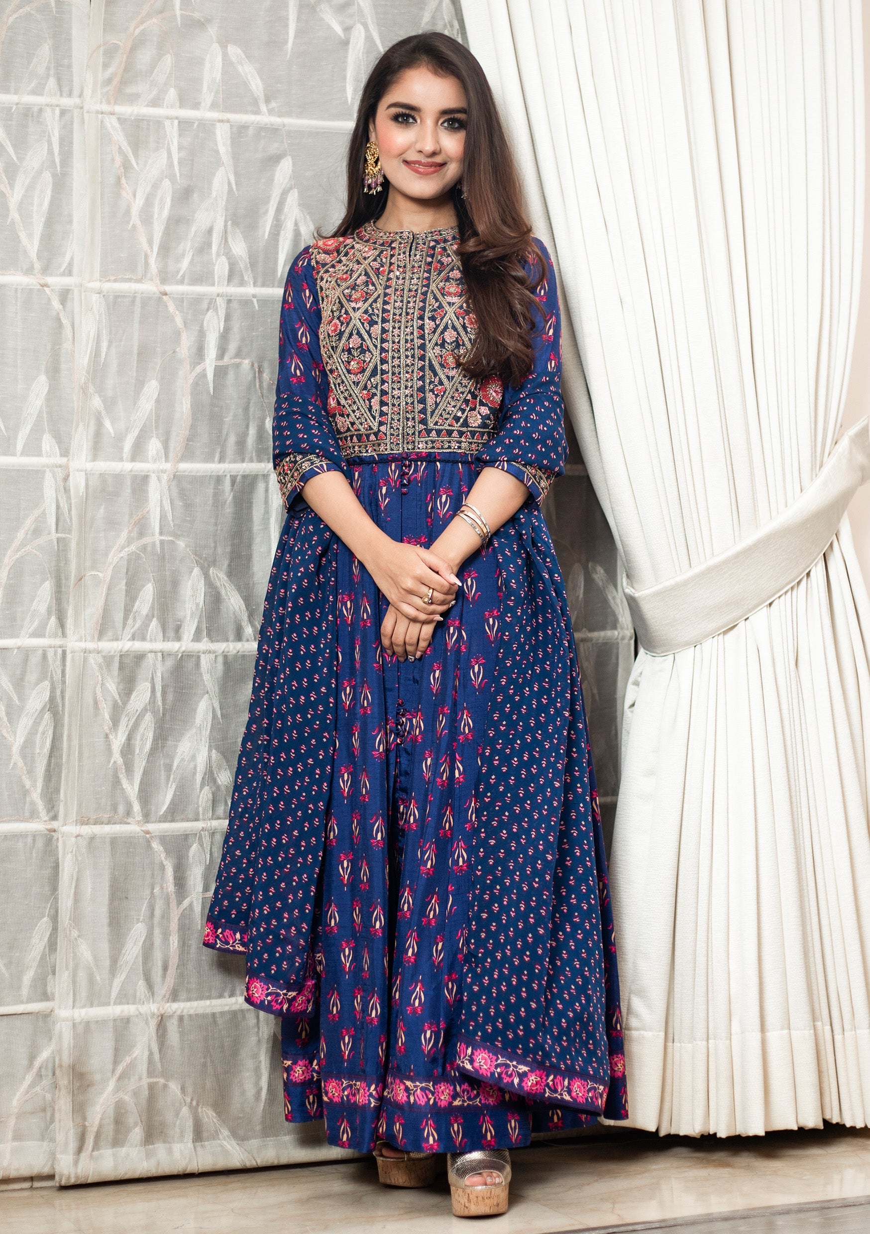 Emerald Blue Anarkali Set