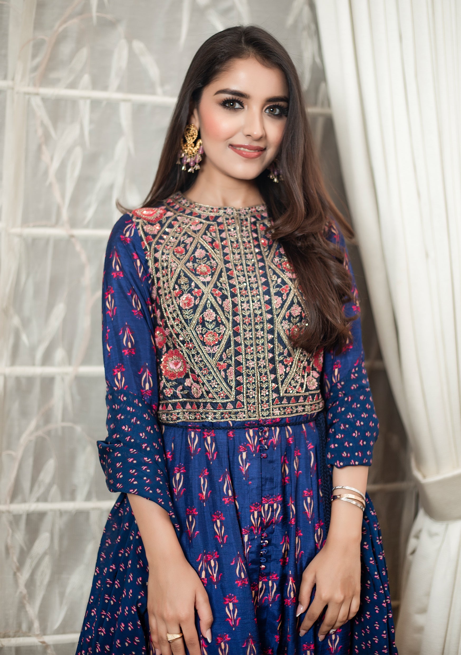 Emerald Blue Anarkali Set