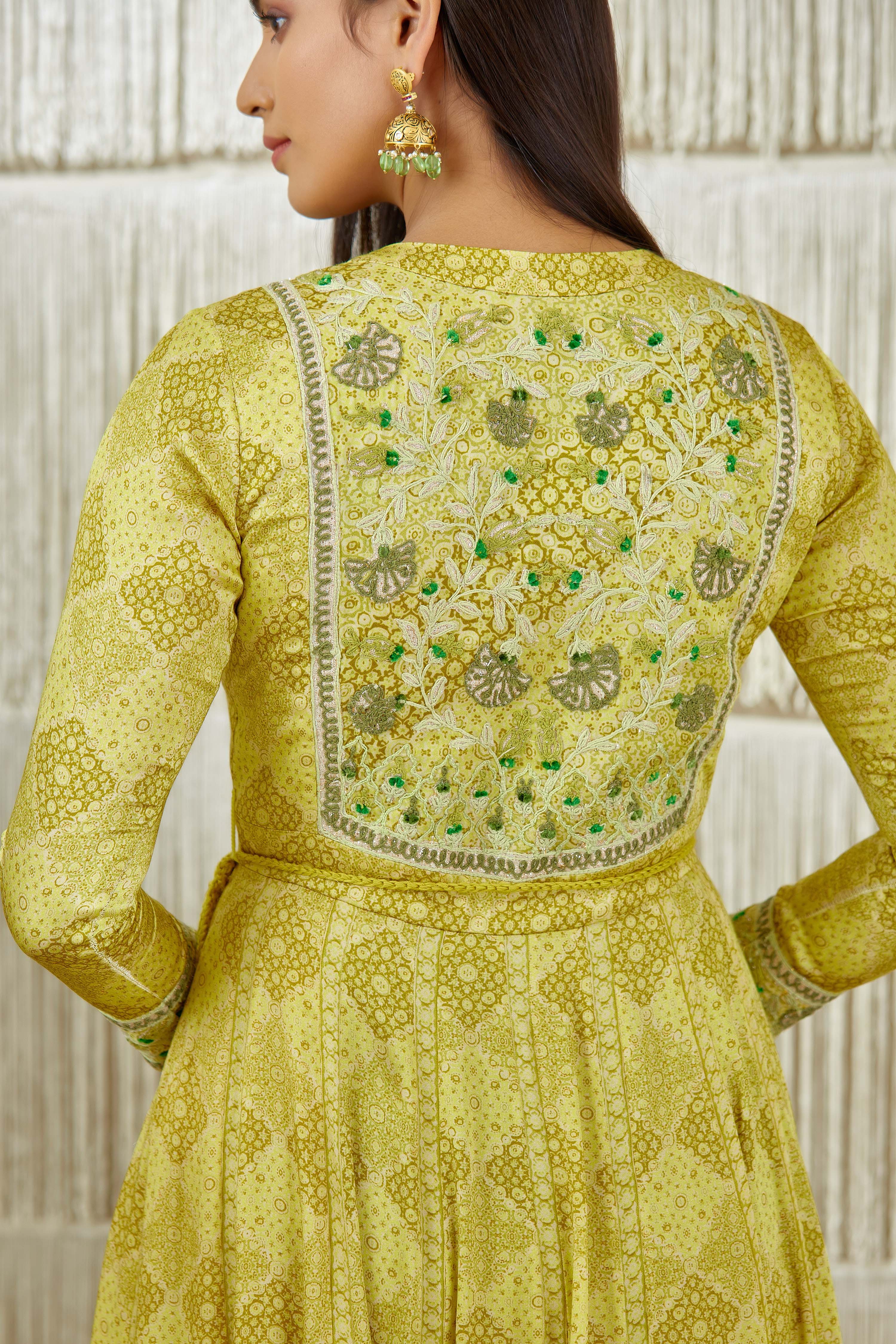 Mustard Green Anarkali set