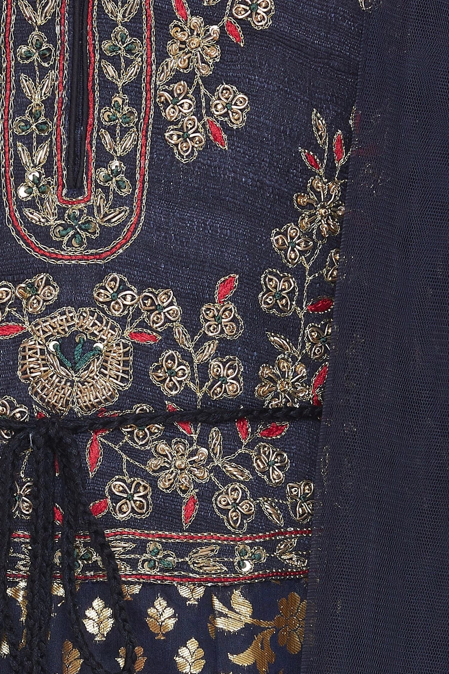 Embroidered kurta with churidar and dupatta