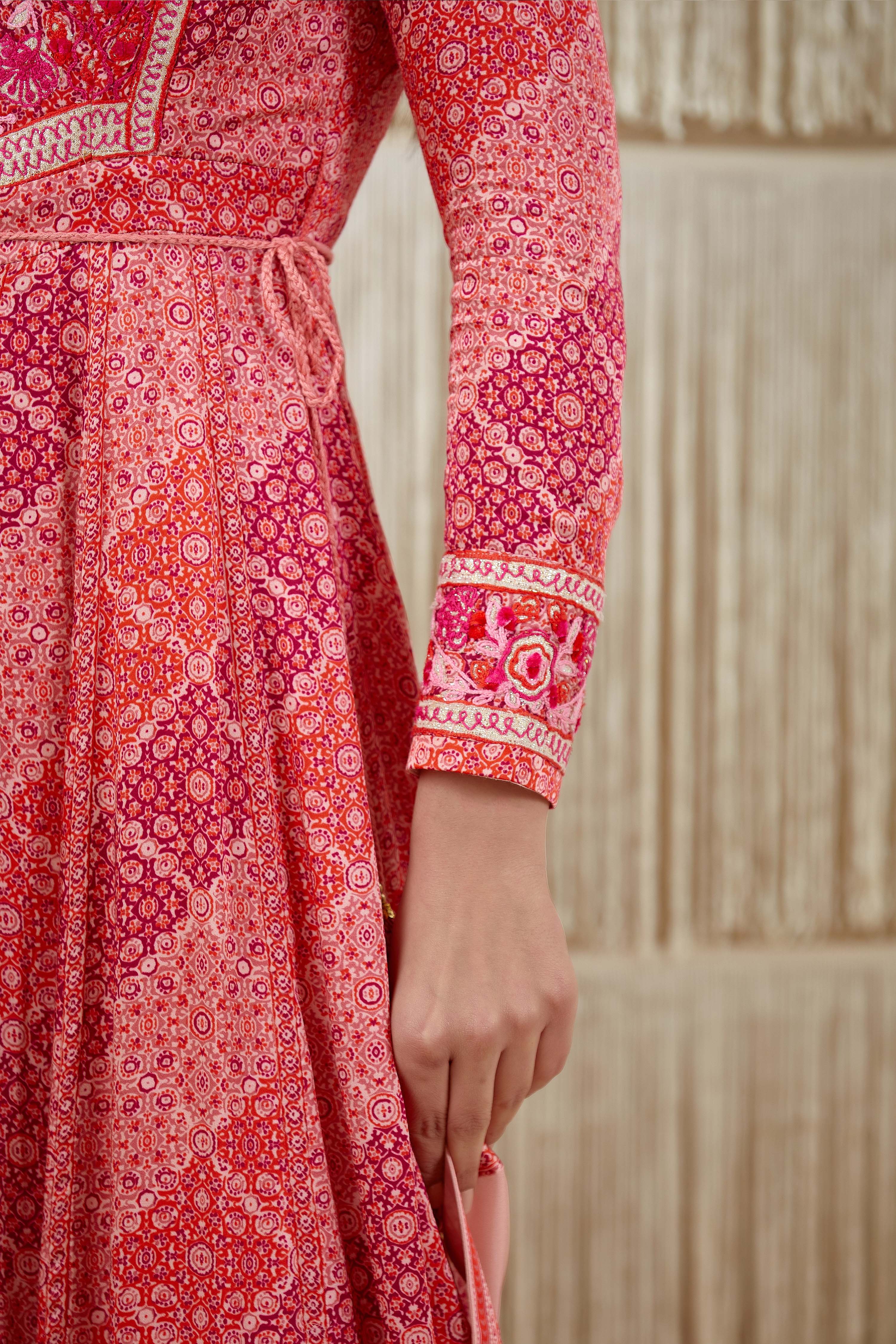 Pink Red Anarkali set