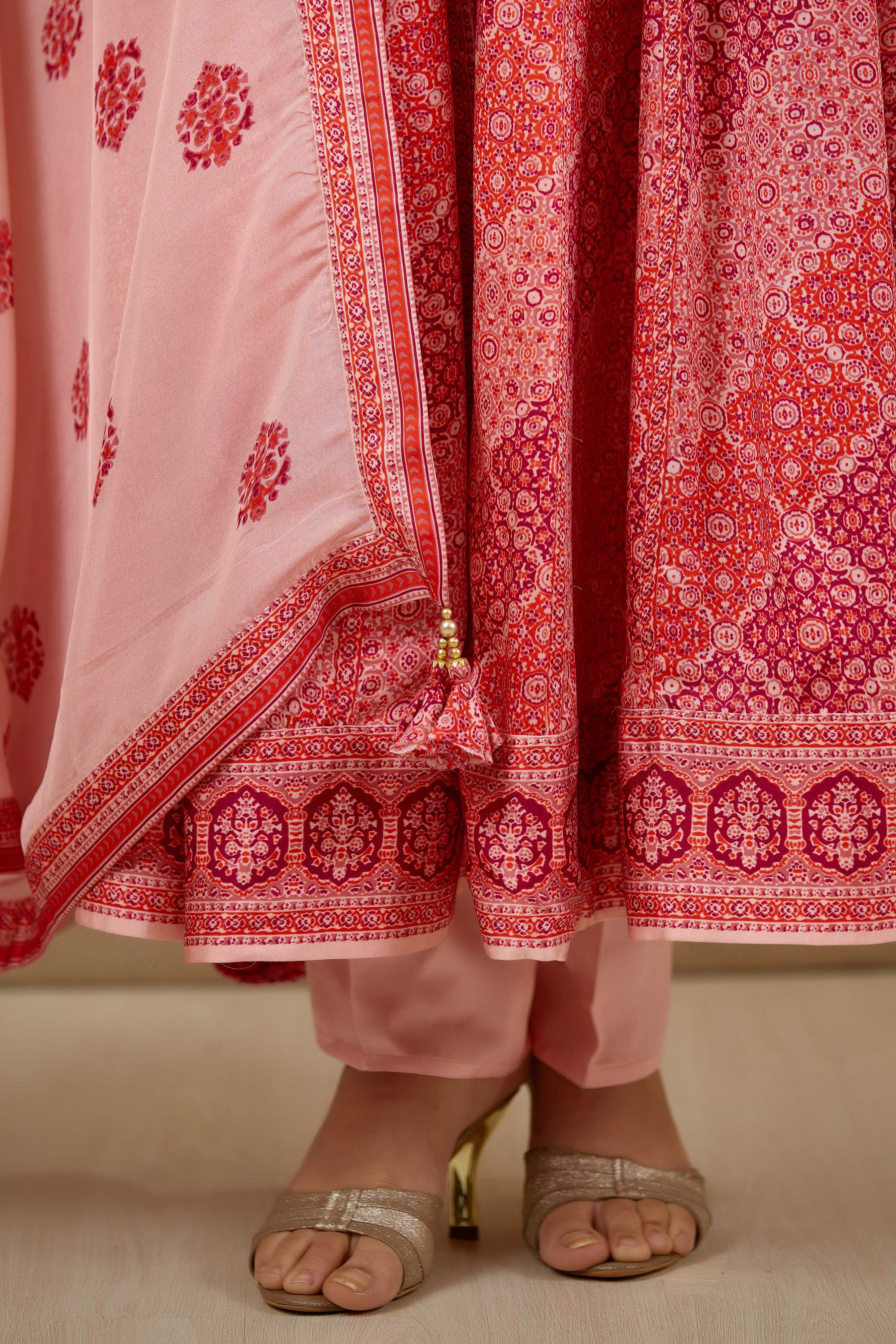 Pink Red Anarkali set
