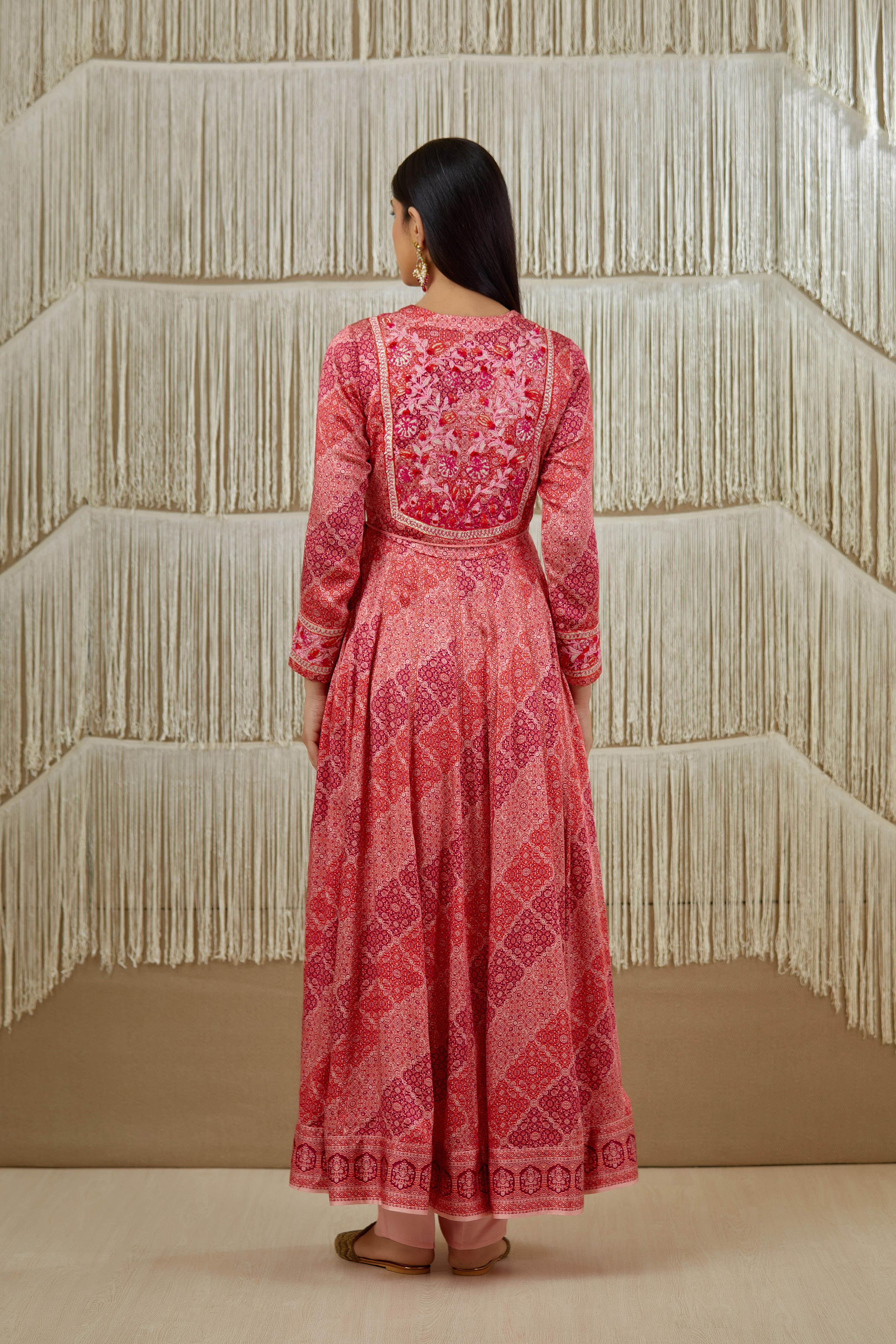 Pink Red Anarkali set