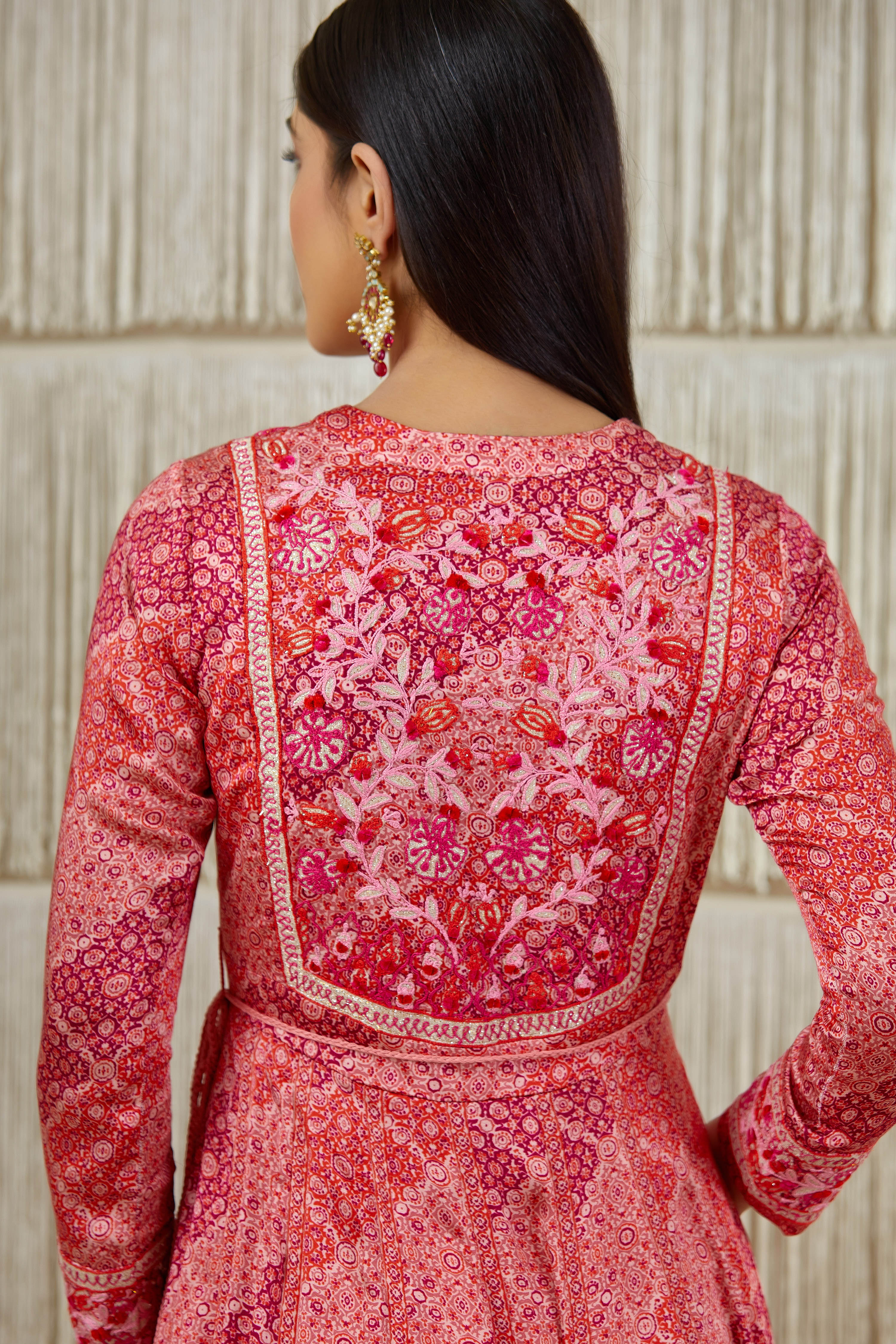 Pink Red Anarkali set