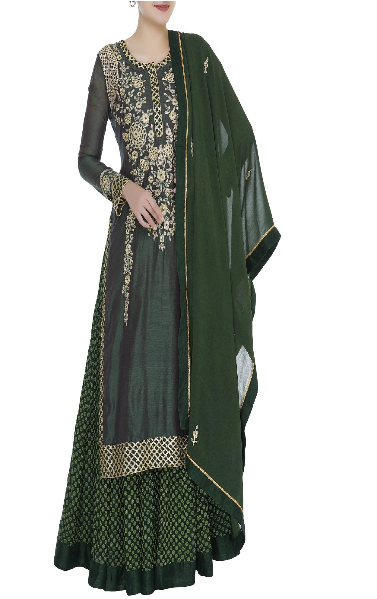 Chanderi brocade gota embroidered kurta set