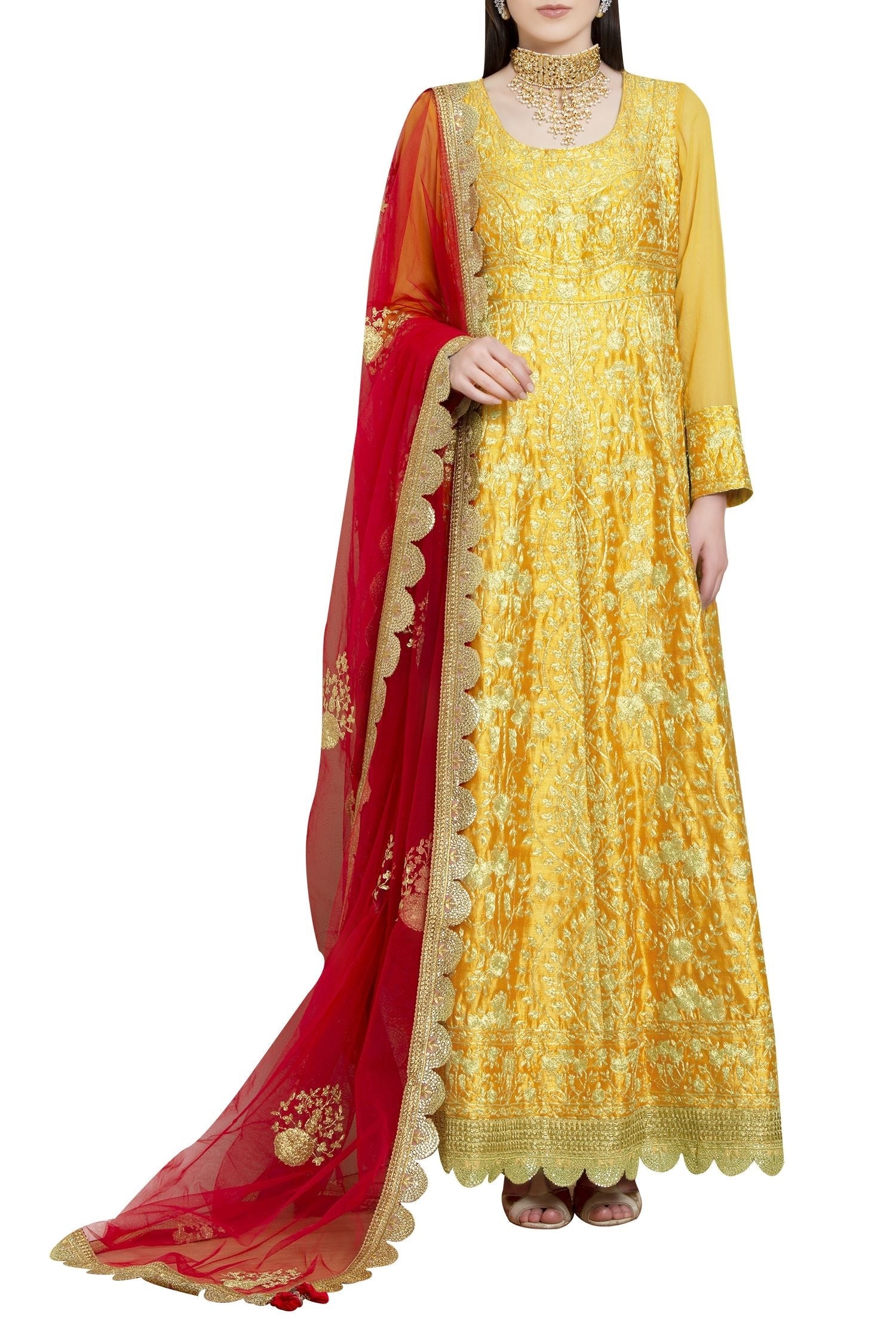 Dori embroidered anarkali set