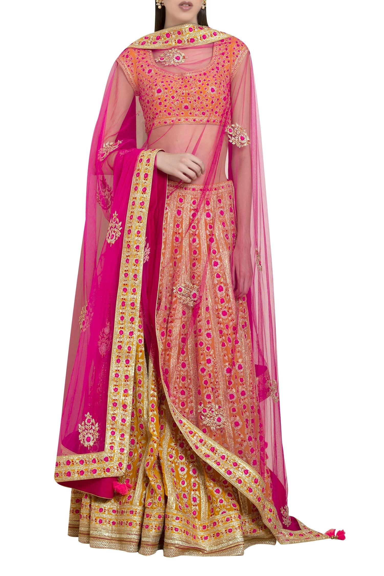 Orange - Pink Lehenga Set