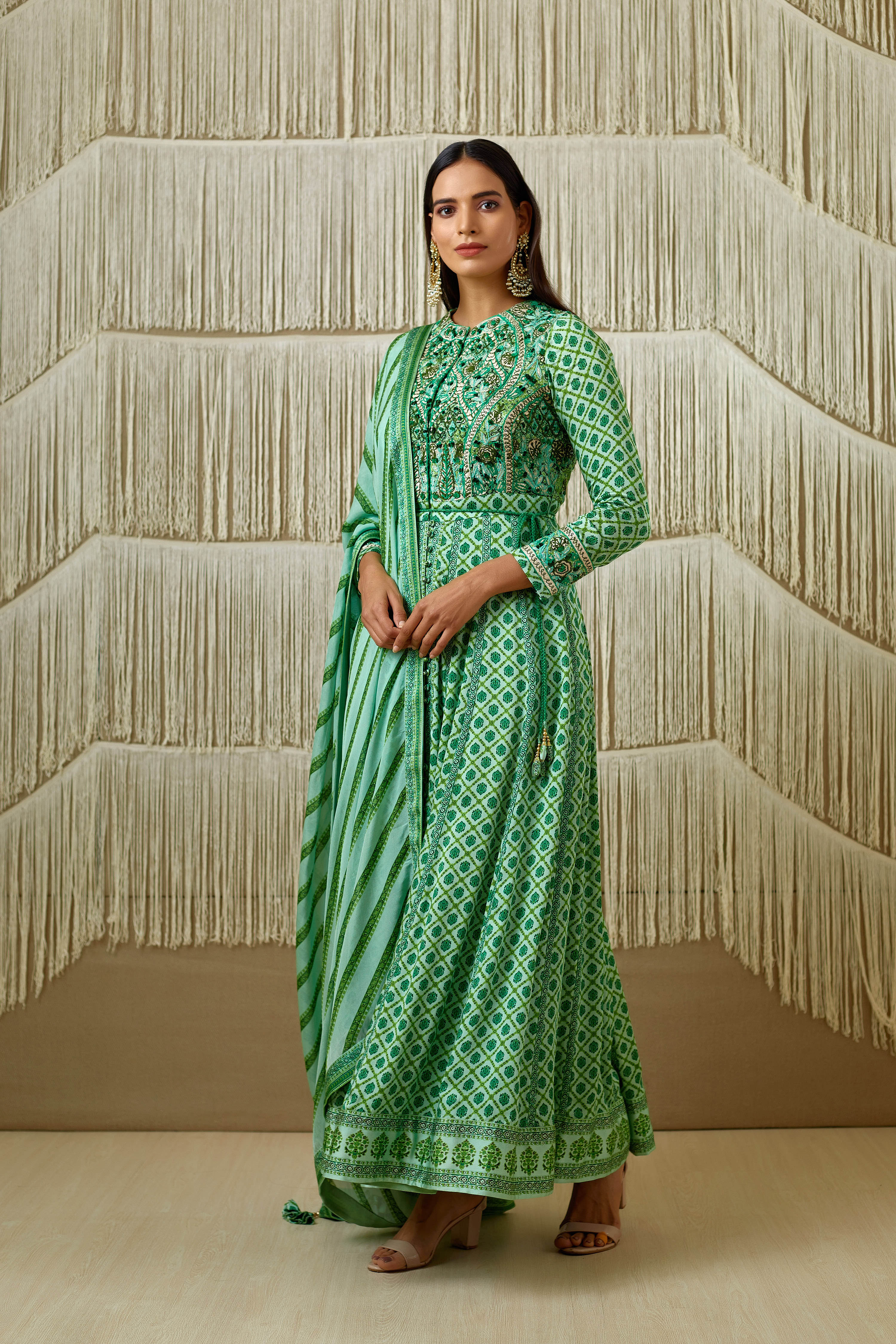 Green Anarkali set