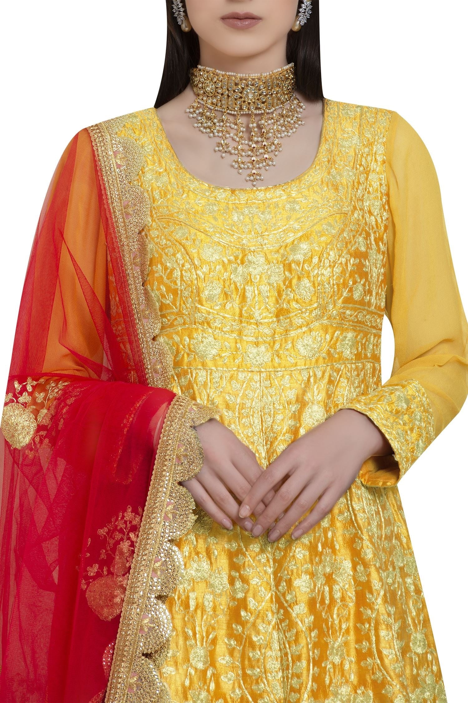 Dori embroidered anarkali set
