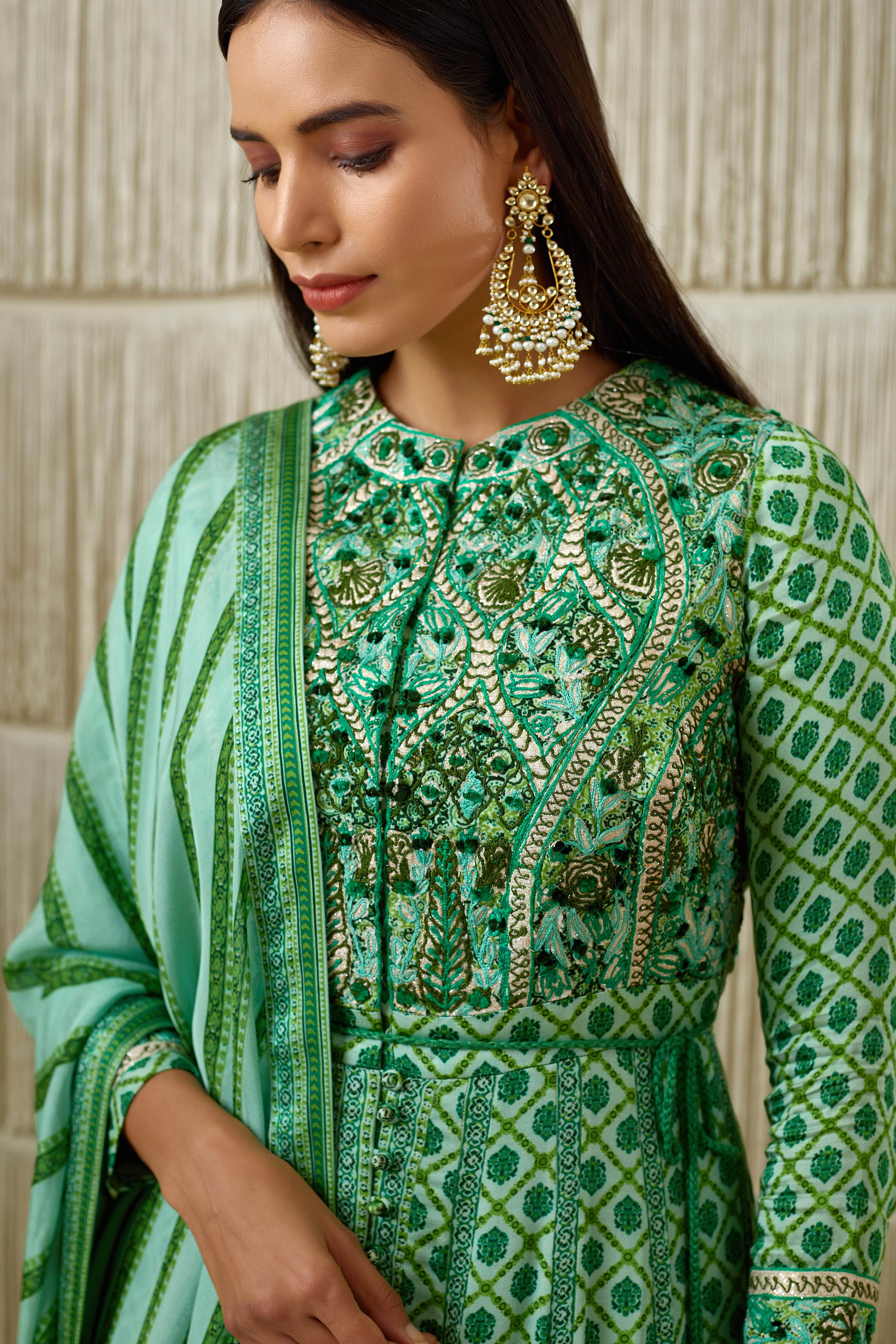 Green Anarkali set