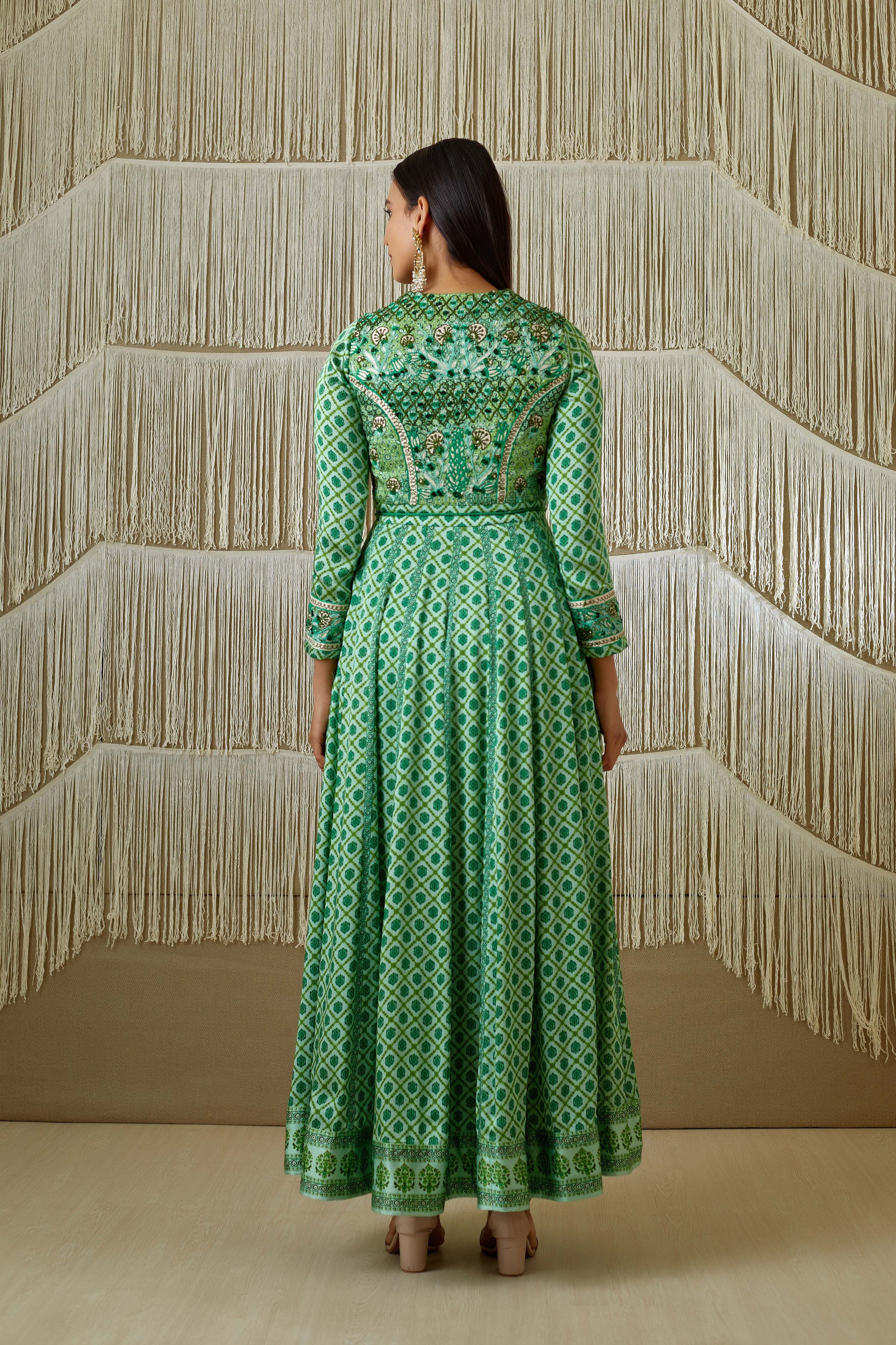 Green Anarkali set