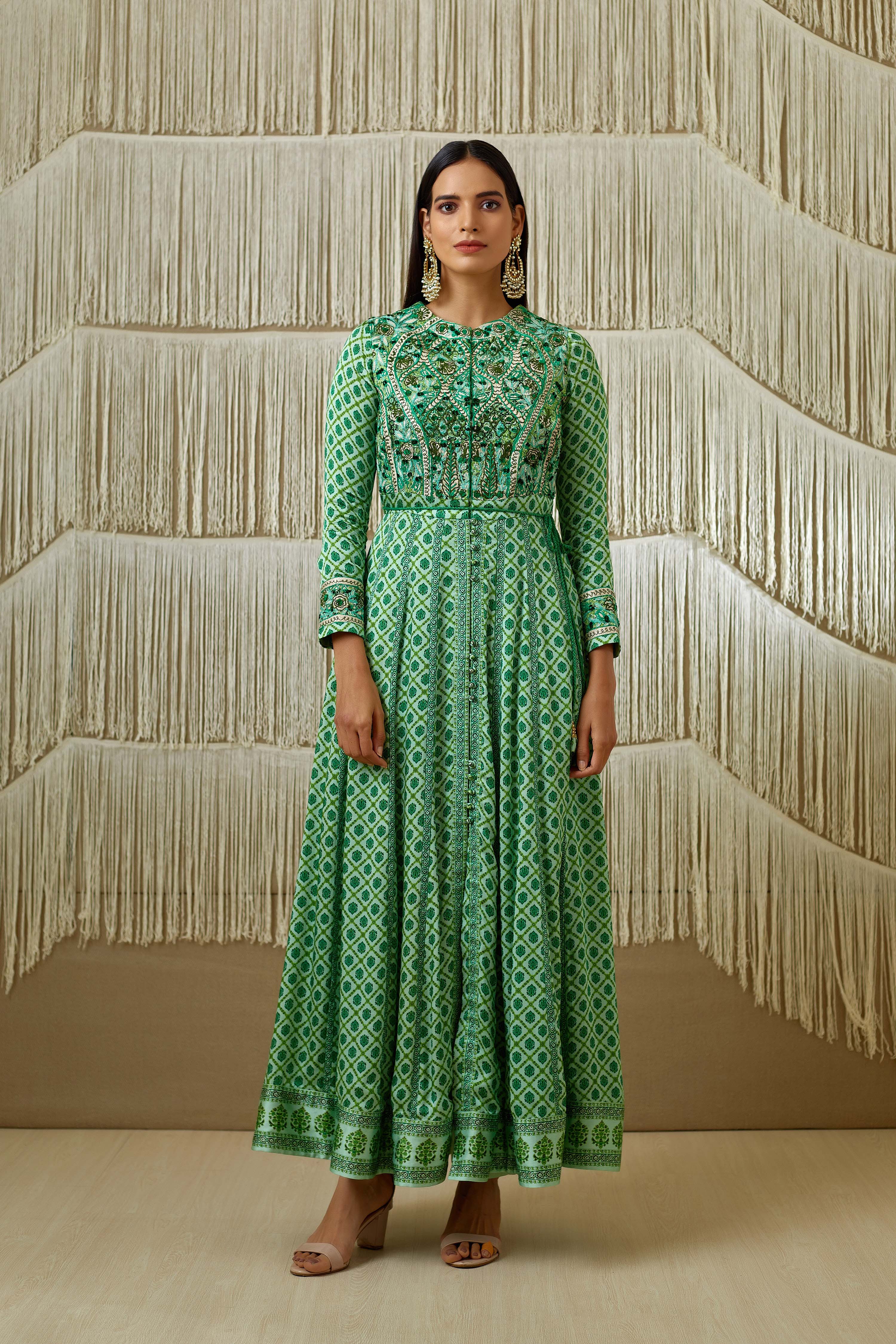 Green Anarkali set
