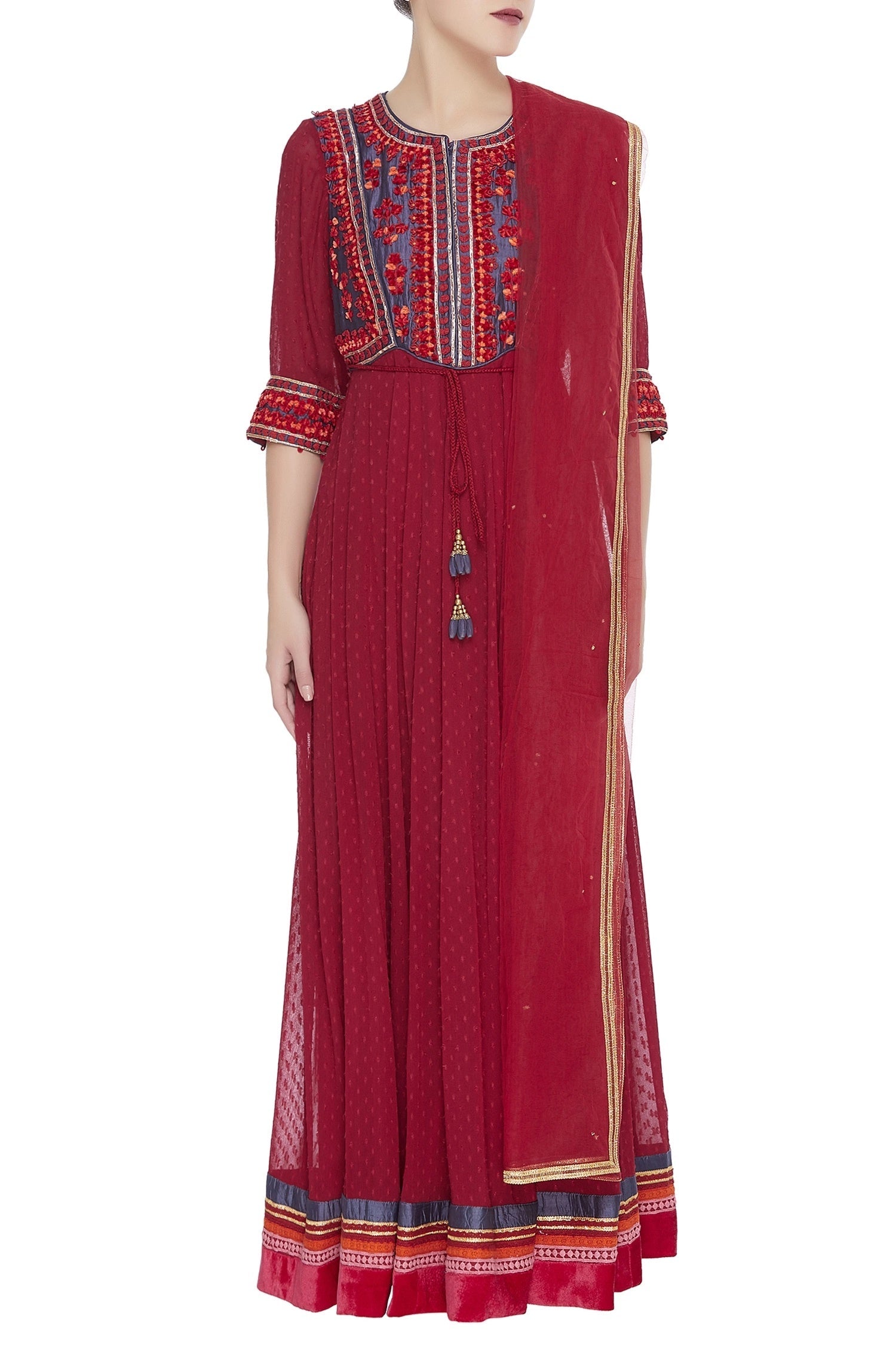 Threadwork embroidered anarkali kurta set