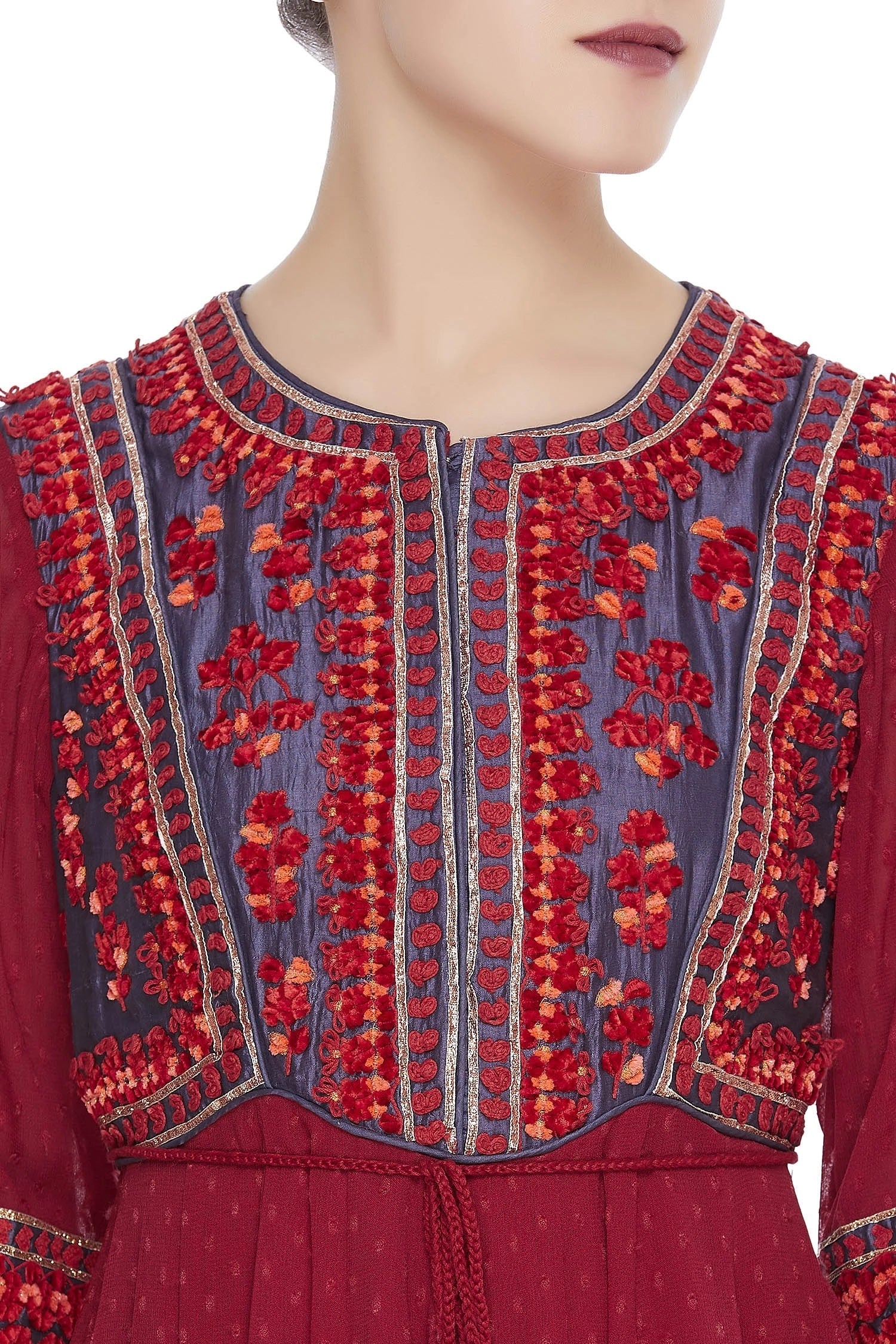 Threadwork embroidered anarkali kurta set