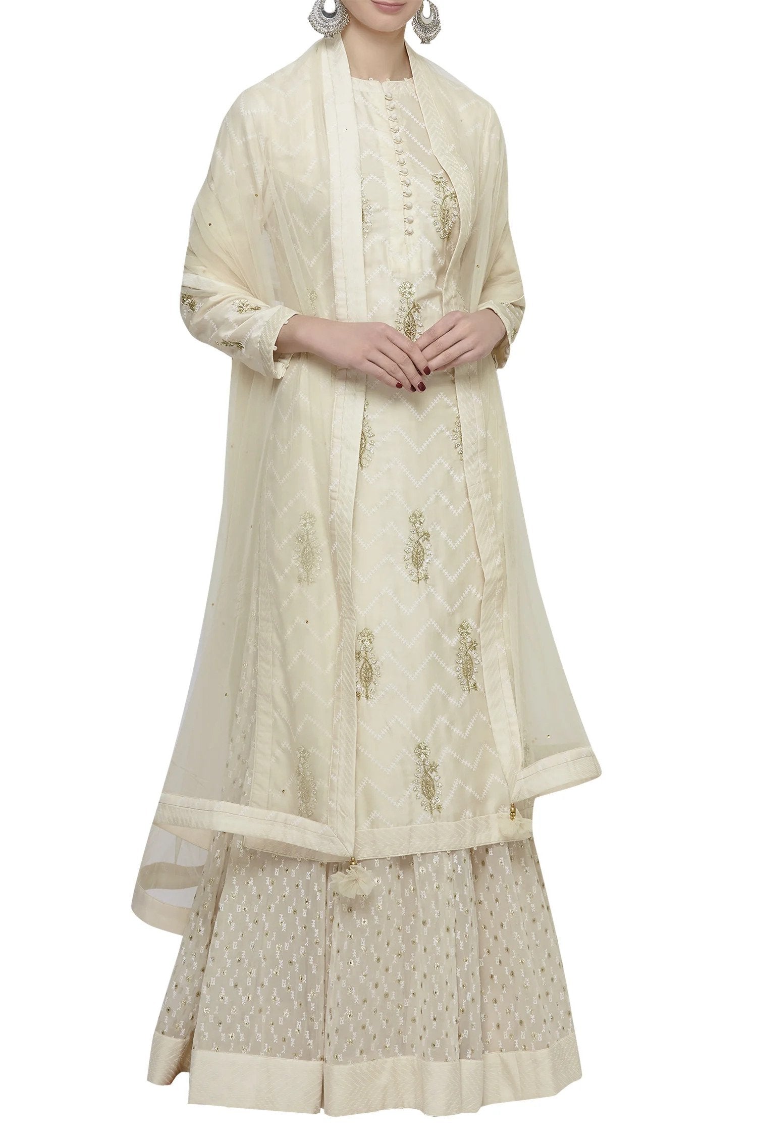 Ivory Kurta Lehenga Set
