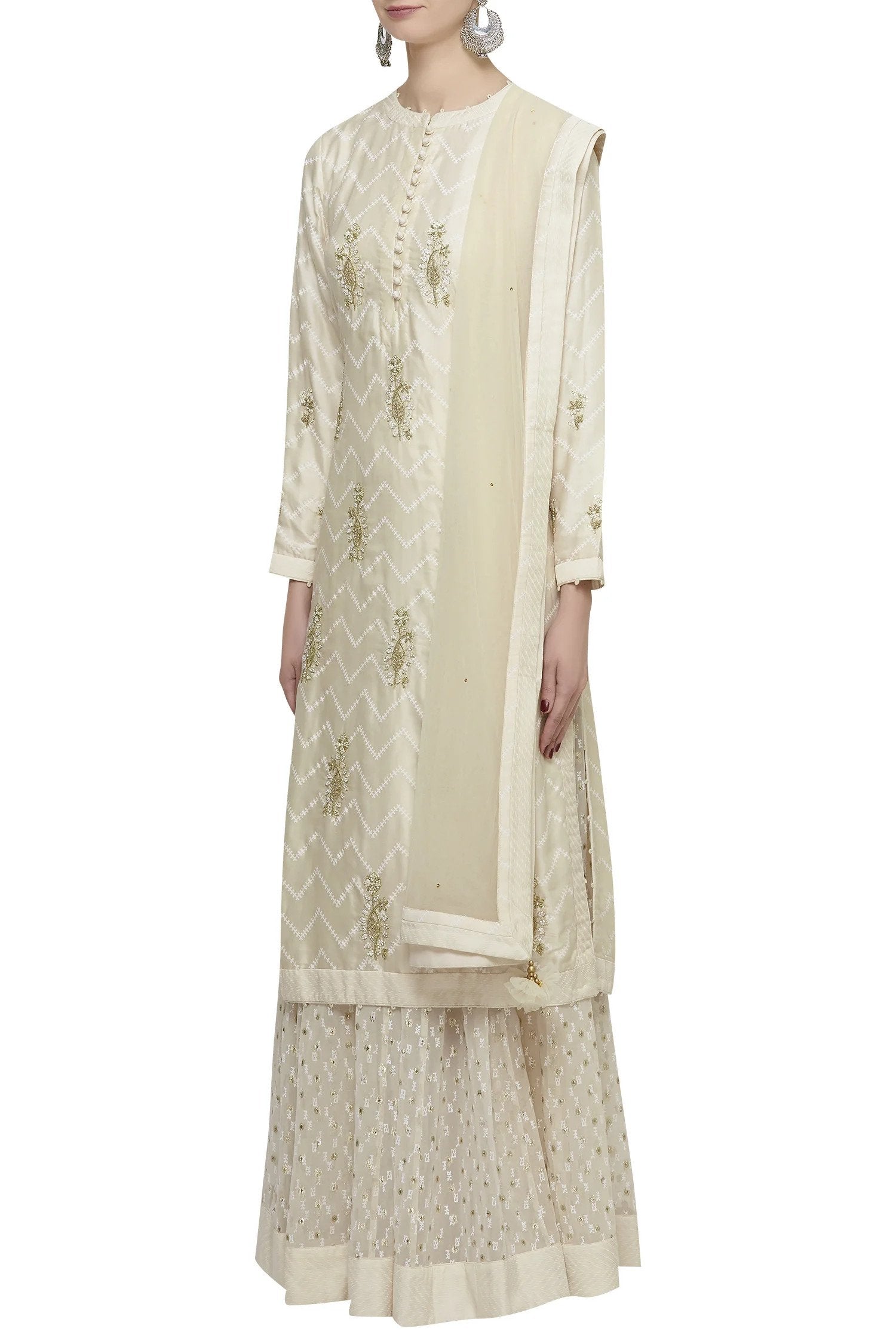 Ivory Kurta Lehenga Set
