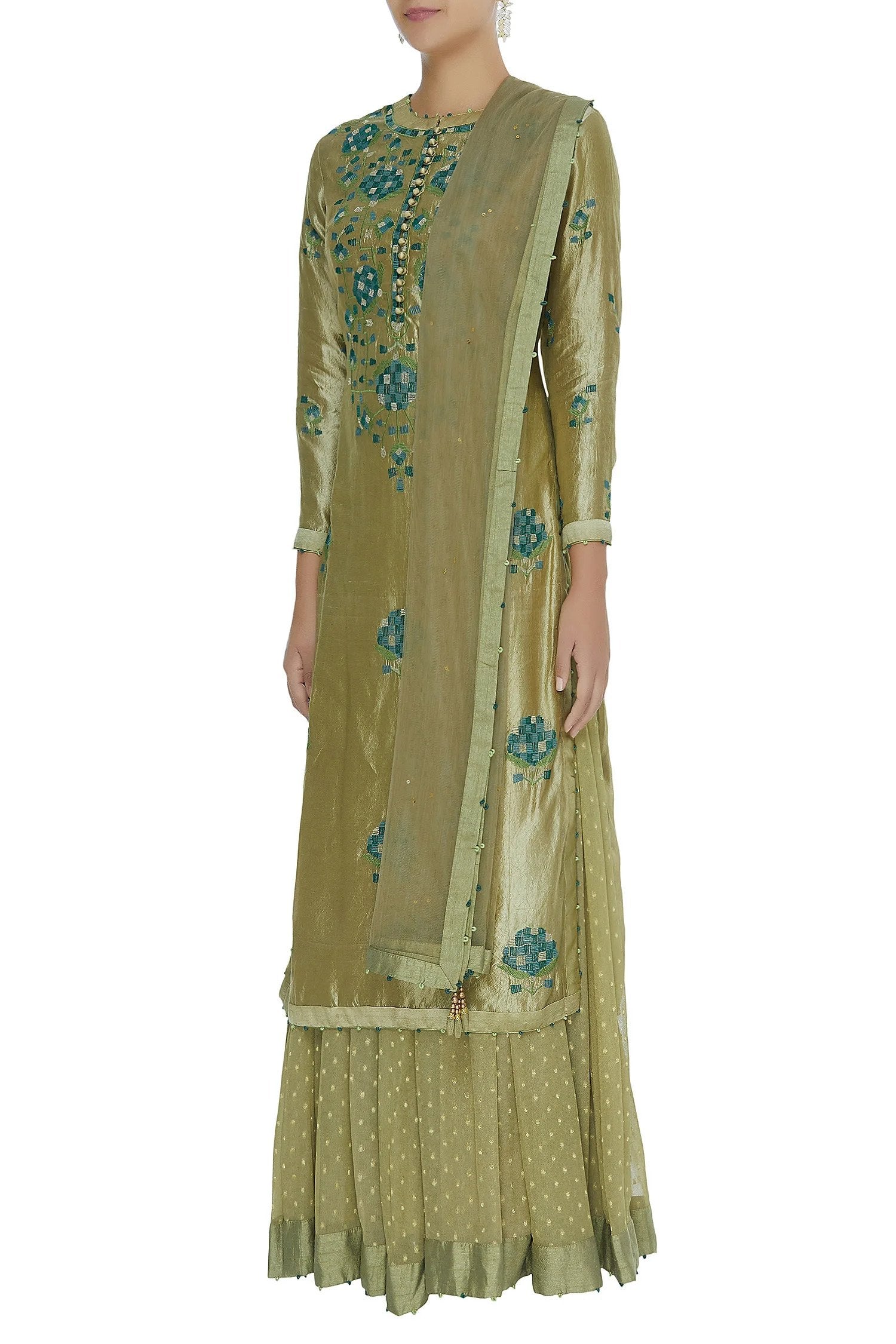 Green Kurta & Lehenga Set