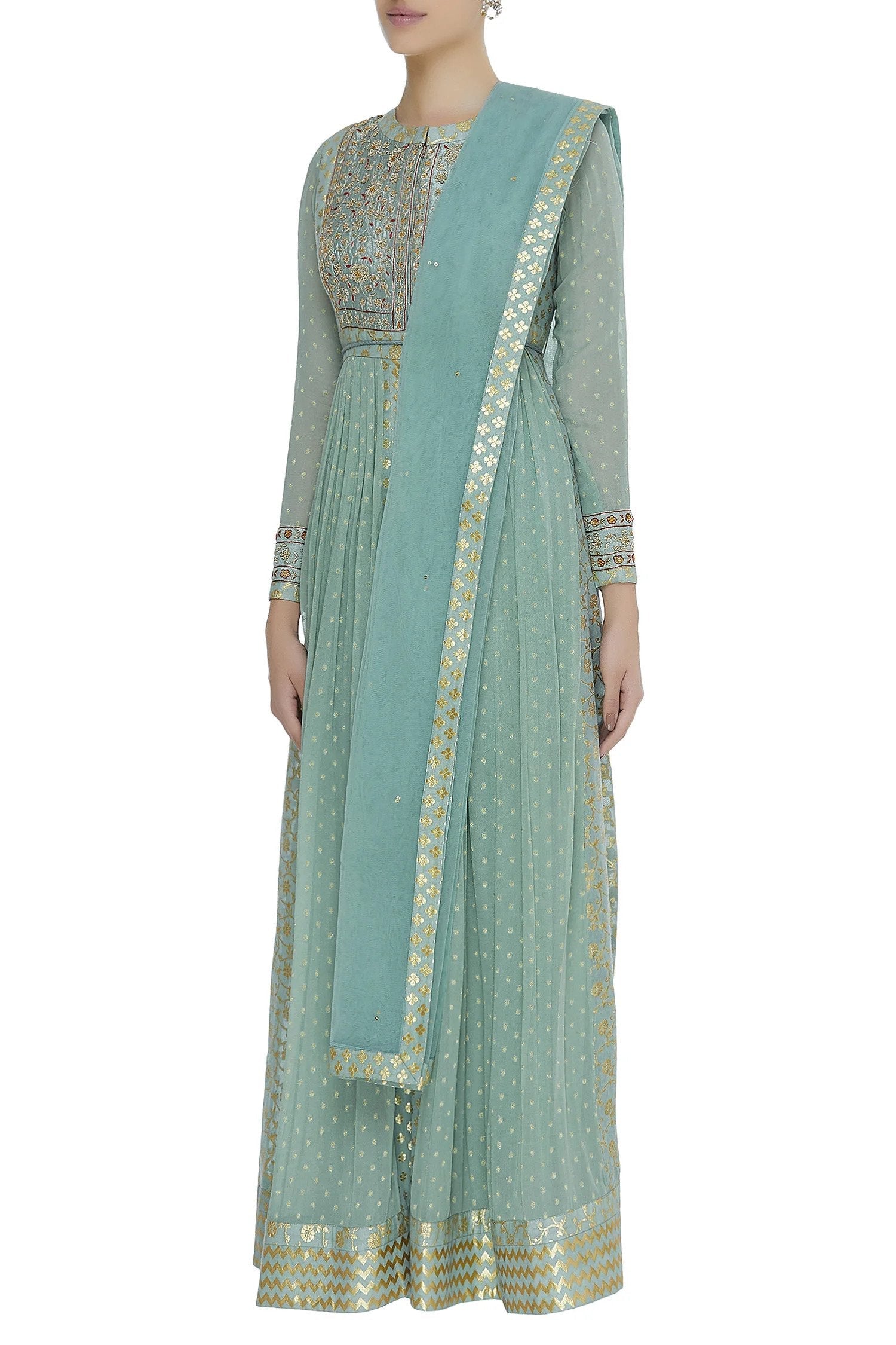 Sea Blue Anarkali Set