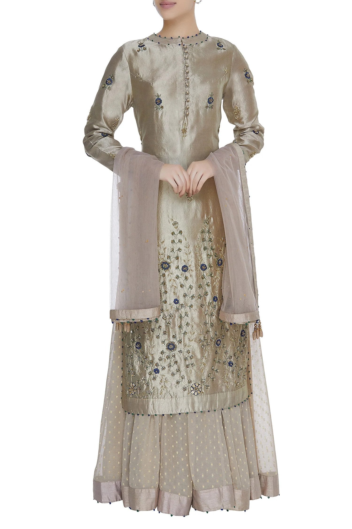 Neutral Golden Kurta & Lehenga Set as seen on Masoom Minawala