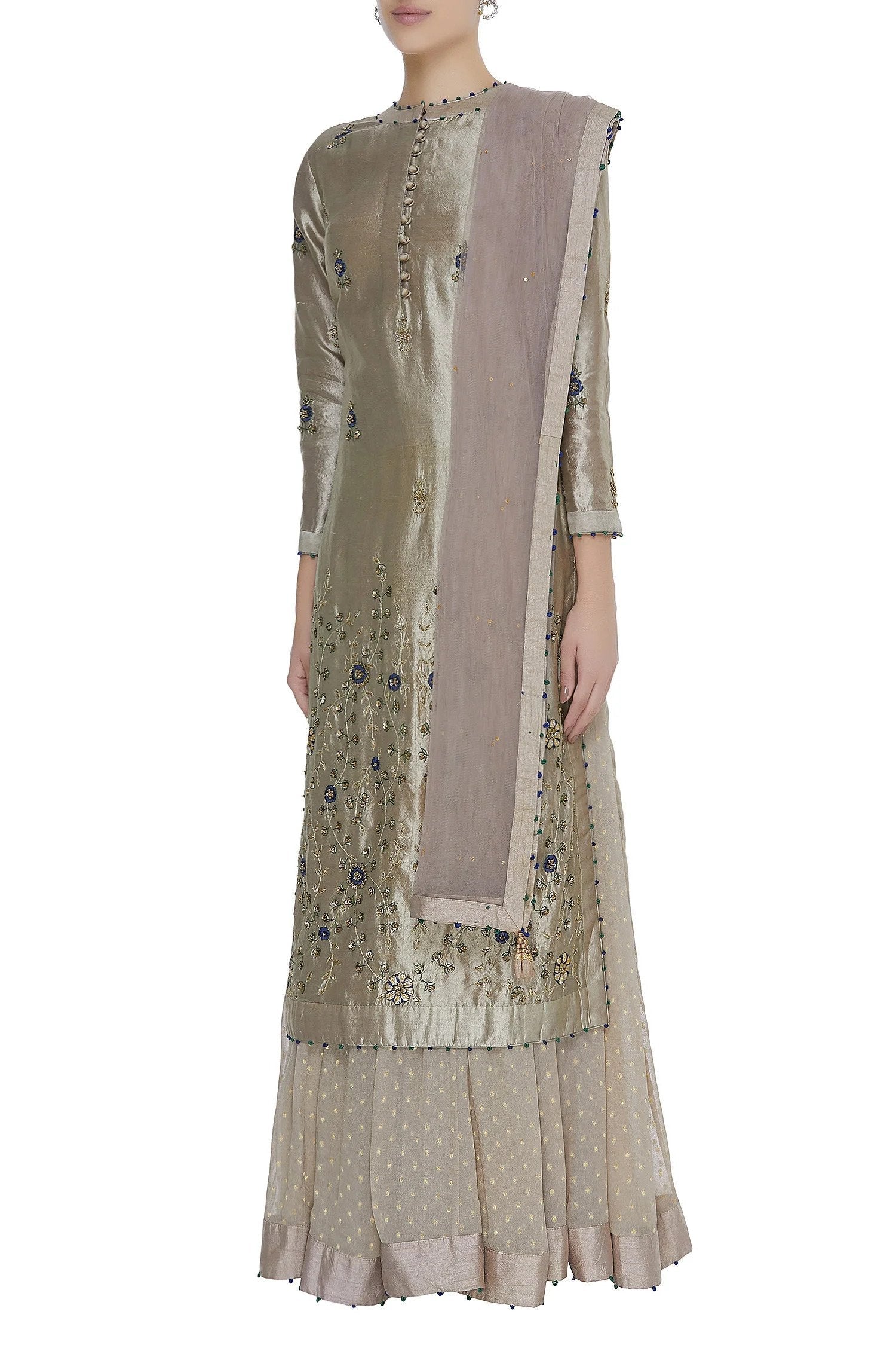 Neutral Golden Kurta & Lehenga Set as seen on Masoom Minawala