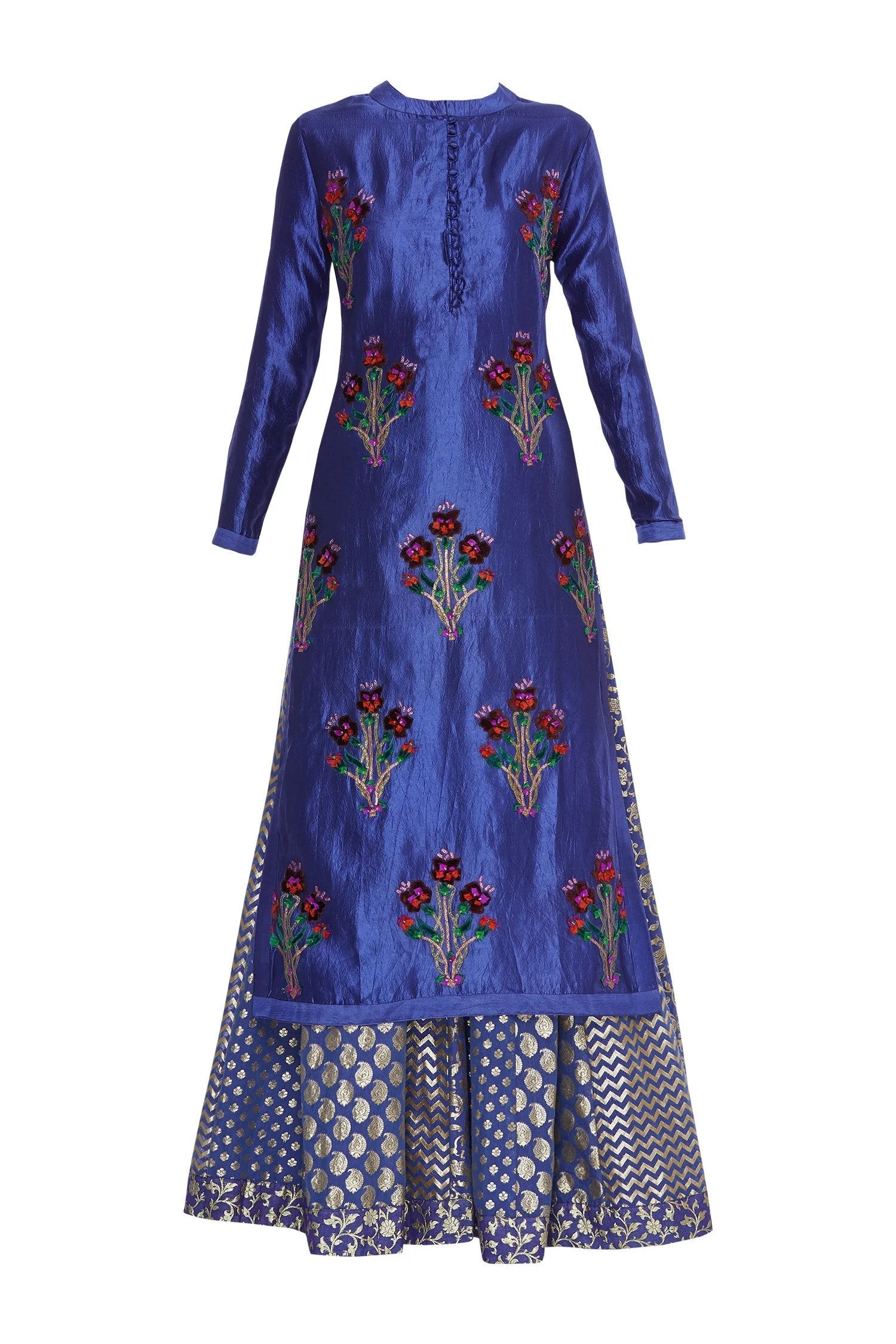 Gota & velvet work kurta with lehenga & dupatta